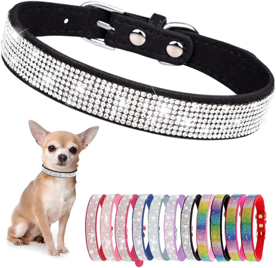 Modern Small Dog Collar with Rhinestone Crystal Diamond Colorful Bling Girl Cat Collars Black S Responsible