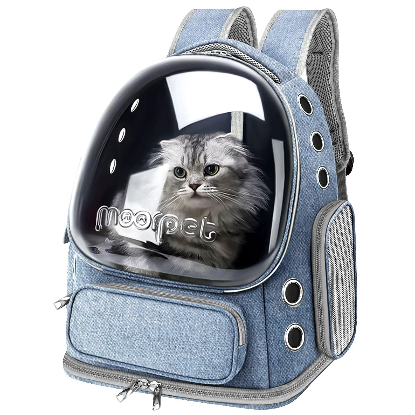Pure YUNLINLI Cat Backpack Carrier - Breathable Bubble Window Large Interior Foldable Airline- Travel Carrier Blue Advanced