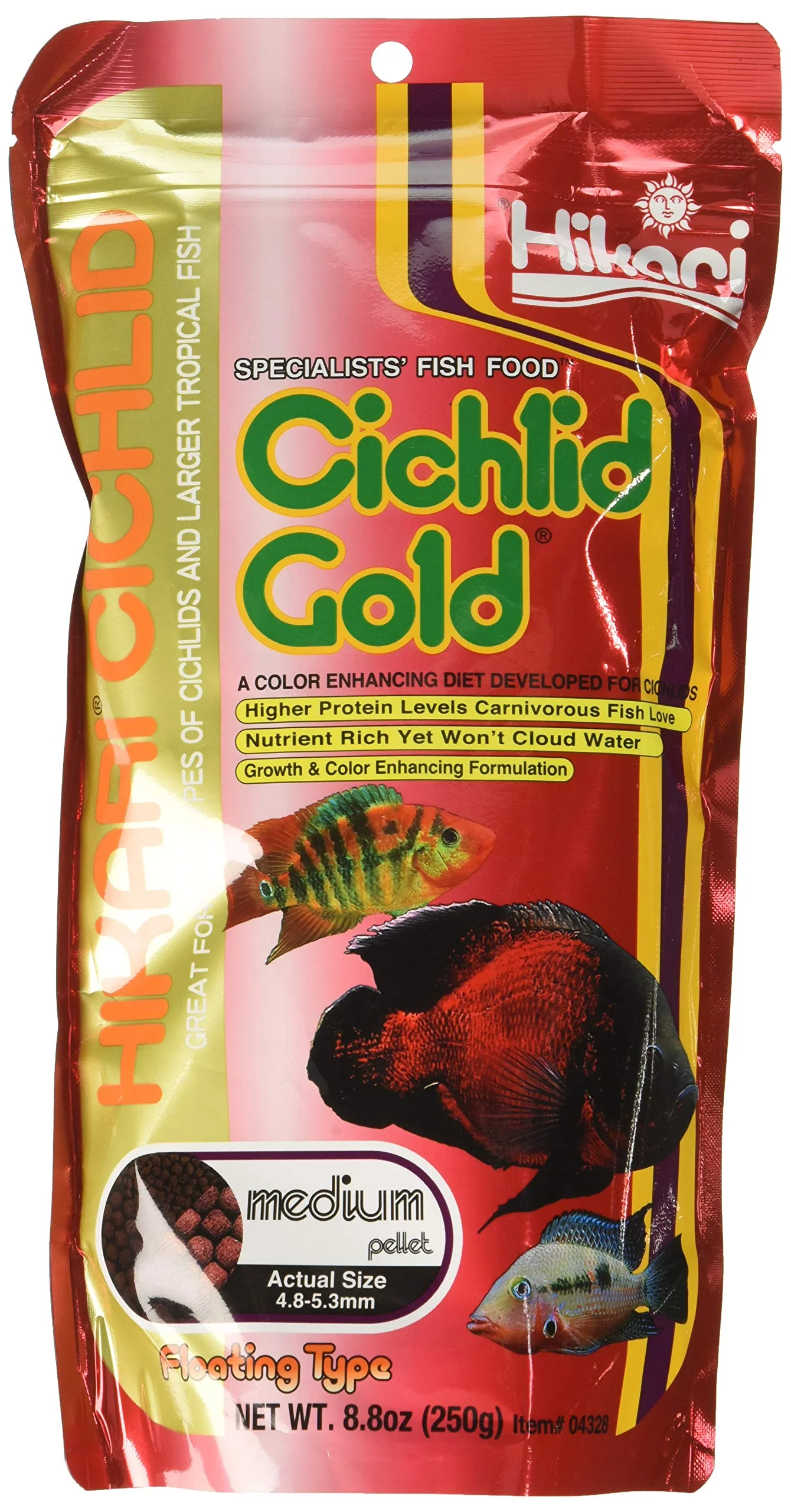 High-Grade Hikari Cichlid Gold Floating Pellets – 3 Pack 8.8 oz Each Medium Classic