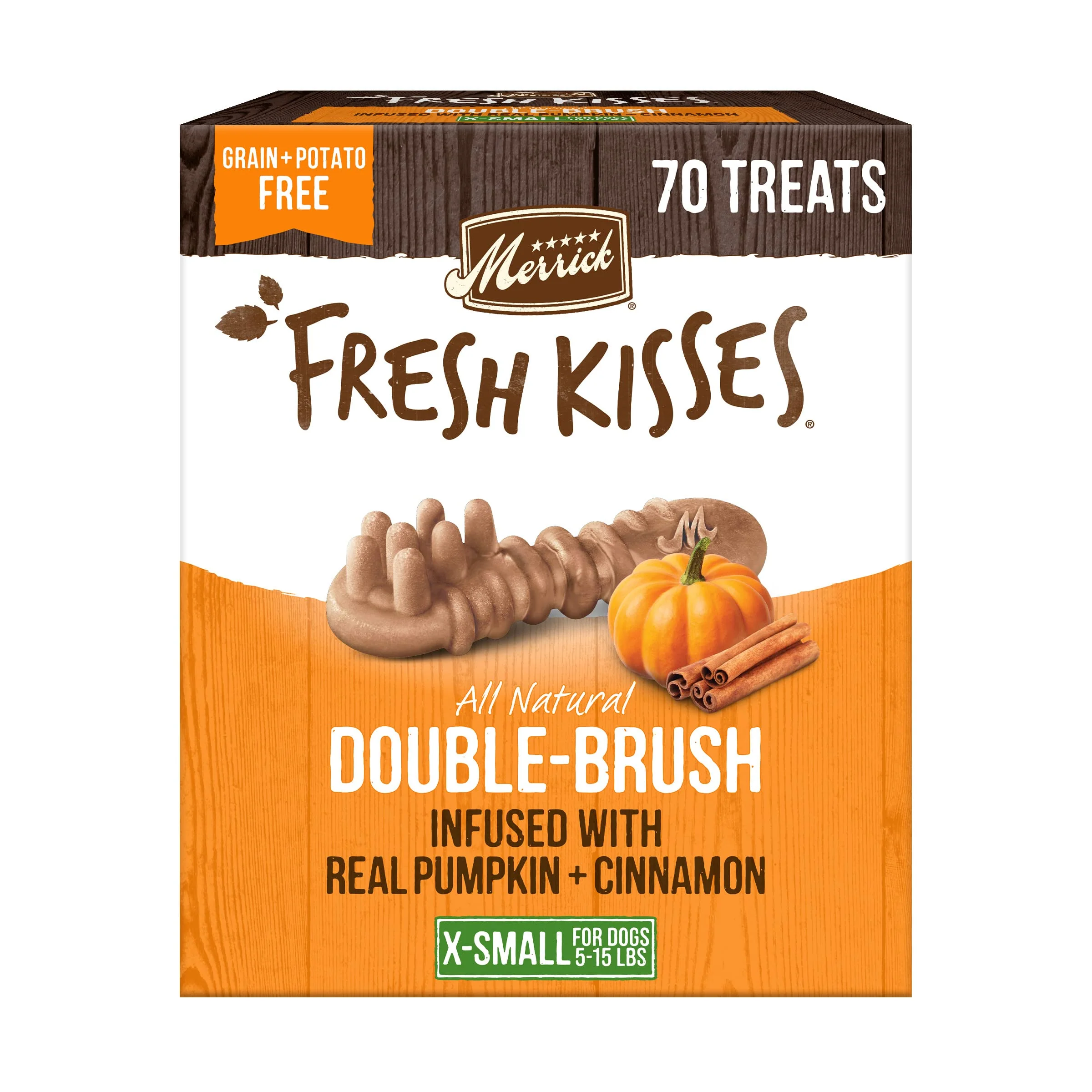 Pure Merrick Fresh Kisses Natural Dental Chews for Tiny Dogs — Pumpkin Cinnamon 21 oz Original Design