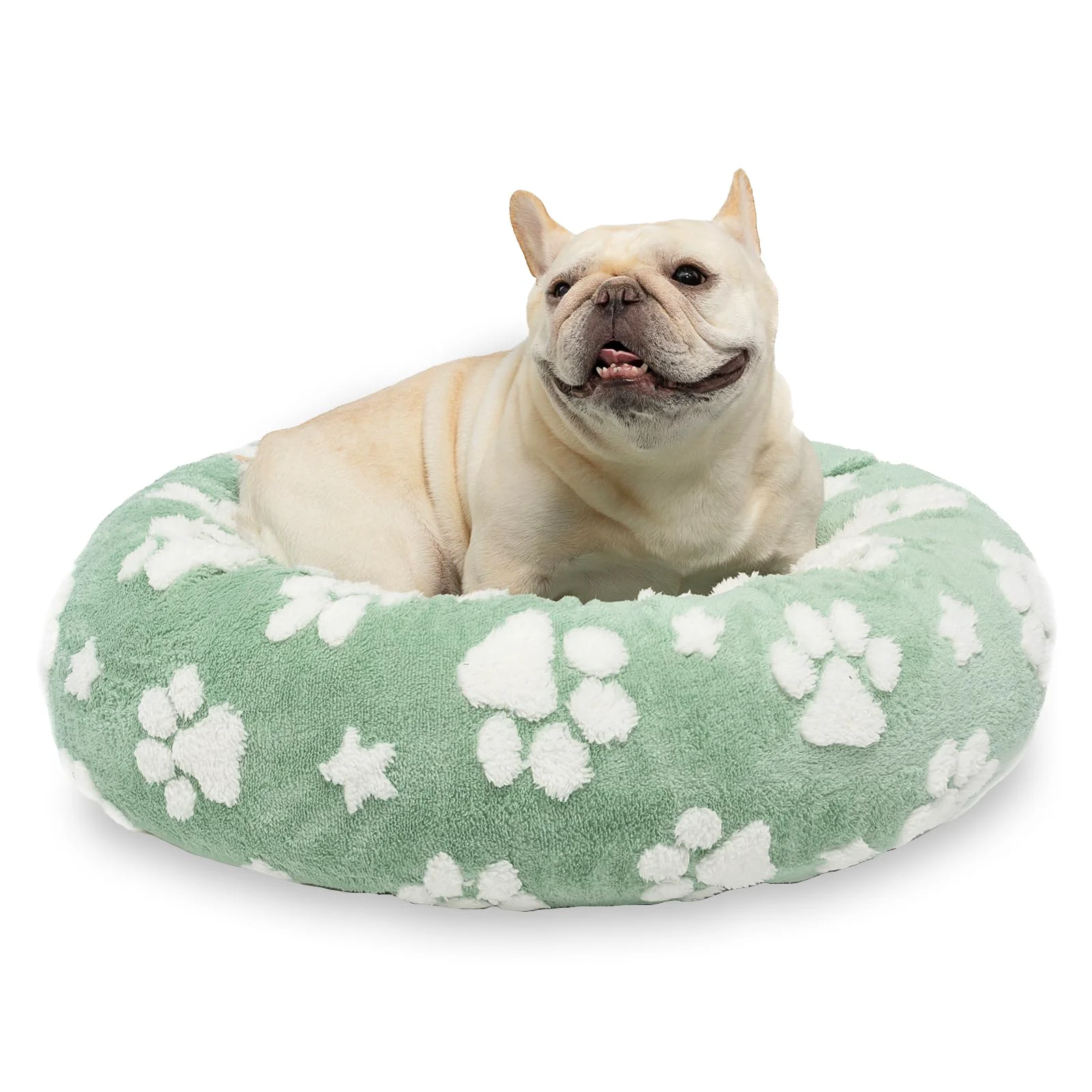 Powerful Yaning Donut Bed for Small Dogs Indoor Cats 23-Inch Green Calming Donut Bed Convenient
