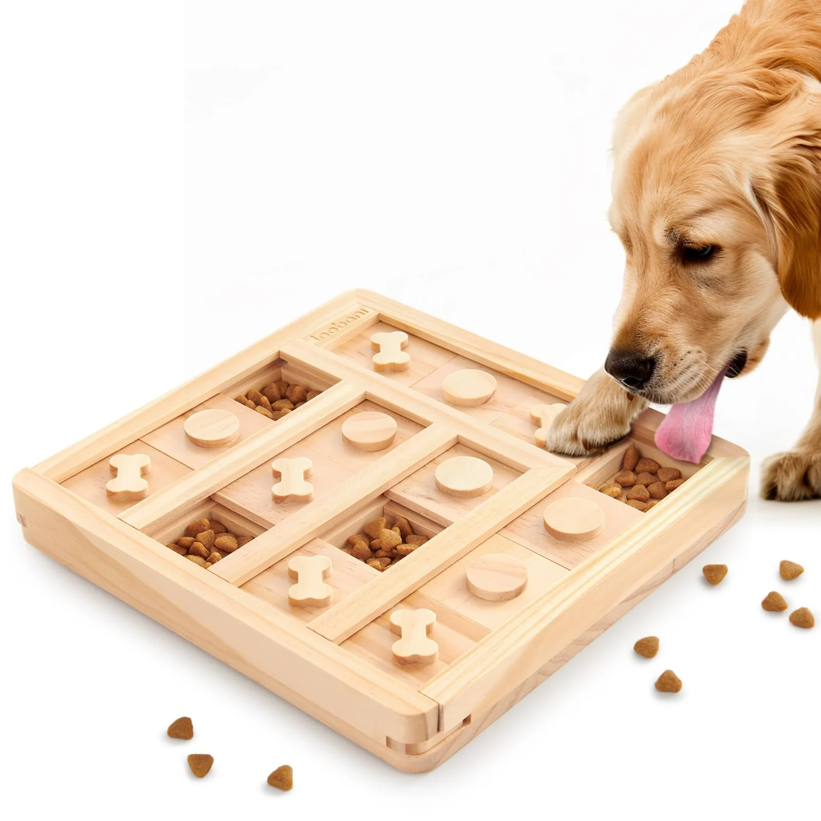Durable LOOBANI Wooden Dog Puzzle Toys – Interactive Treat Dispenser Mental Stimulation Reusable