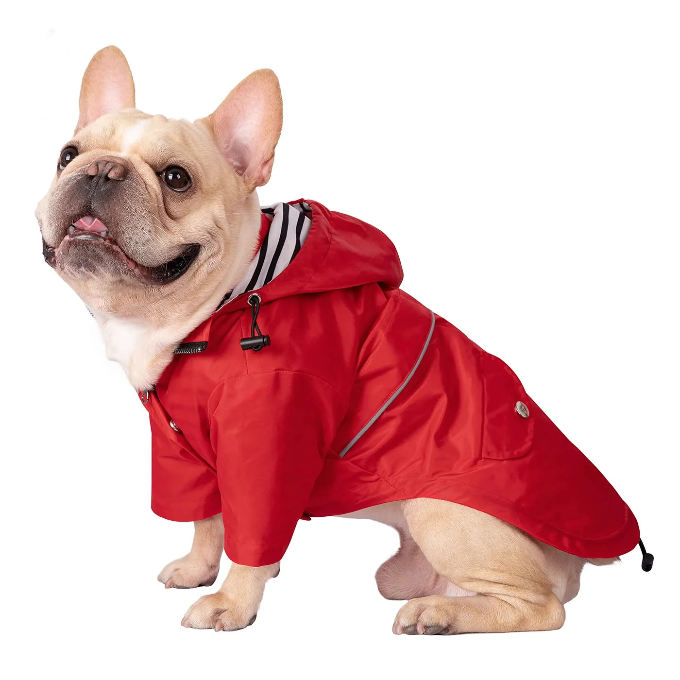 Official HDE Dog Raincoat Poncho – Double-Layer Zip Rain Jacket with Removable Hood Leash Hole Red Size L Trusted