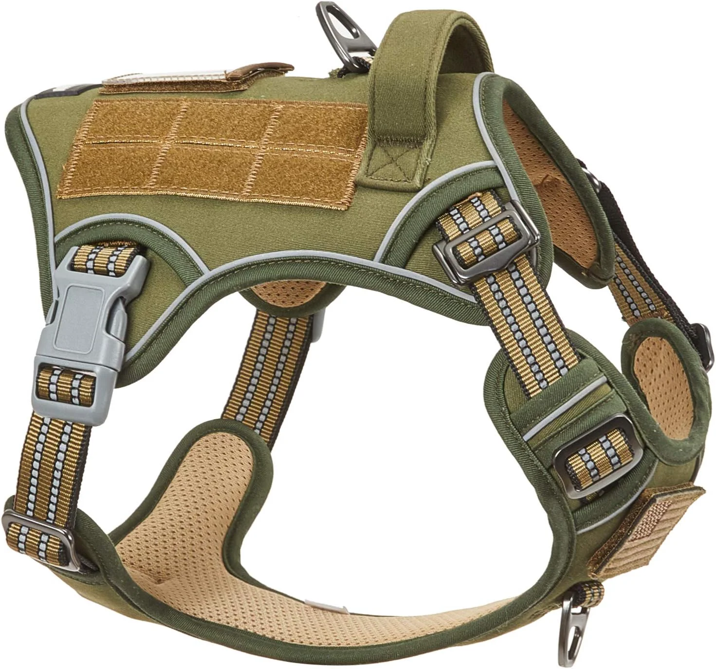 Reliable BUMBIN Tactical Dog Harness for Medium Dogs No Pull Famous TIK Tok No Pull Dog Harness Fit Smart Reflective Pet Walking Harness for Training Adjustable Dog Vest Harness with Handle Green M Prestigious
