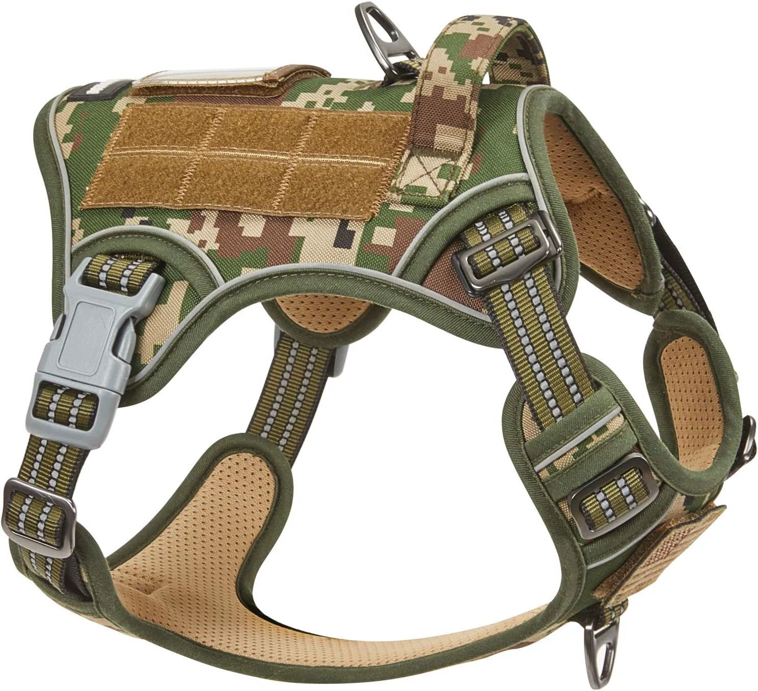 Secure BUMBIN Tactical Dog Harness for Medium Dogs No Pull Famous TIK Tok No Pull Dog Harness Fit Smart Reflective Pet Walking Harness for Training Adjustable Dog Vest Harness with Handle Forest Camo M Exclusive