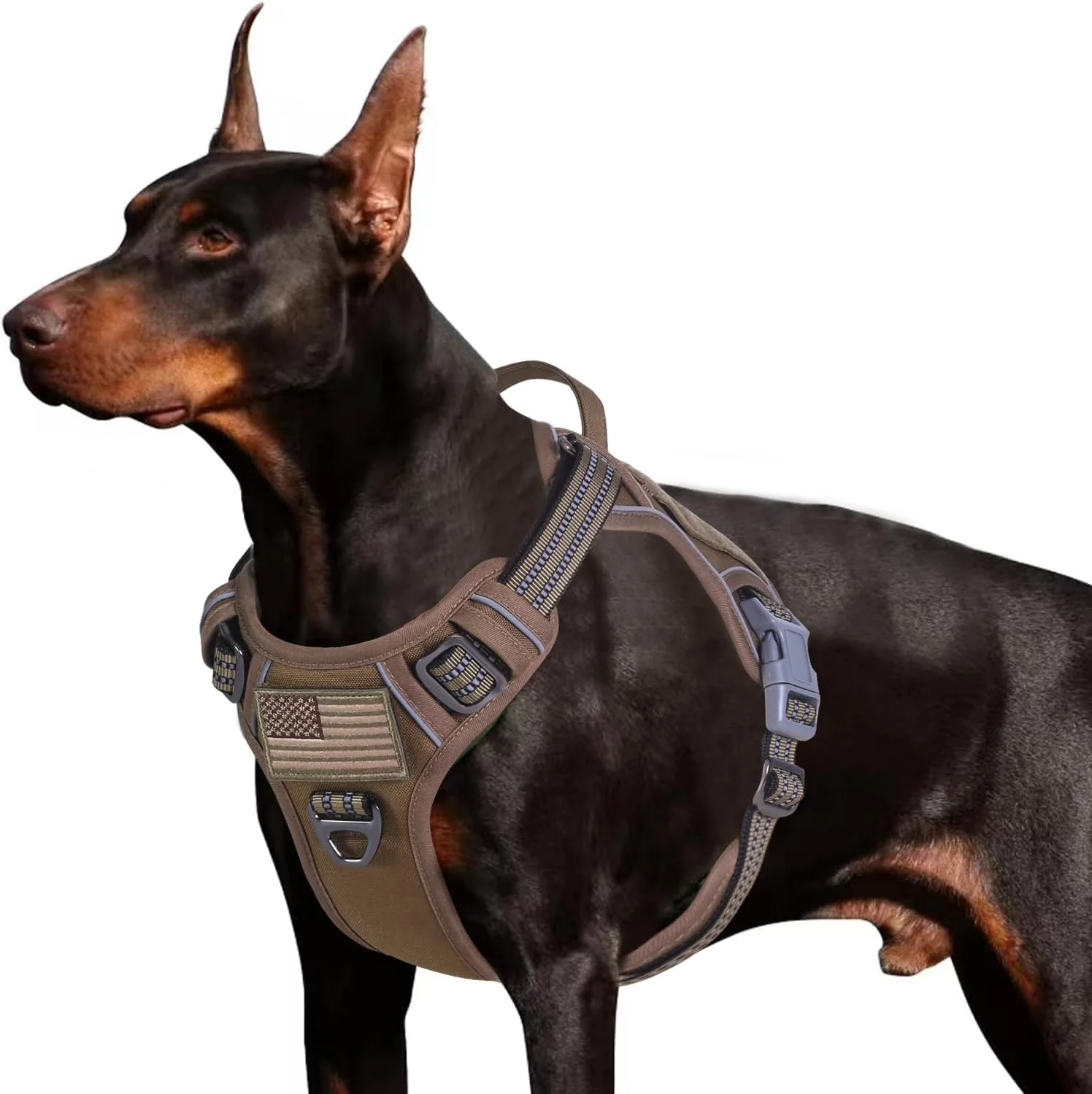 Innovative BUMBIN Tactical Dog Harness for Large Dogs No Pull Famous TIK Tok No Pull Fit Smart Reflective Pet Walking Harness for Training Adjustable Dog Vest Harness with Handle Brown L Official