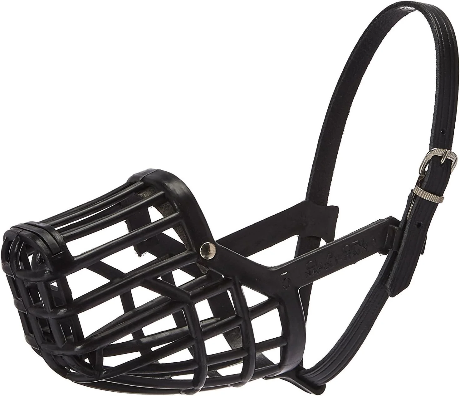 Powerful OmniPet Leather Brothers Italian Basket Dog Muzzle — Adjustable Comfortable Fit Size 10 Black Genuine