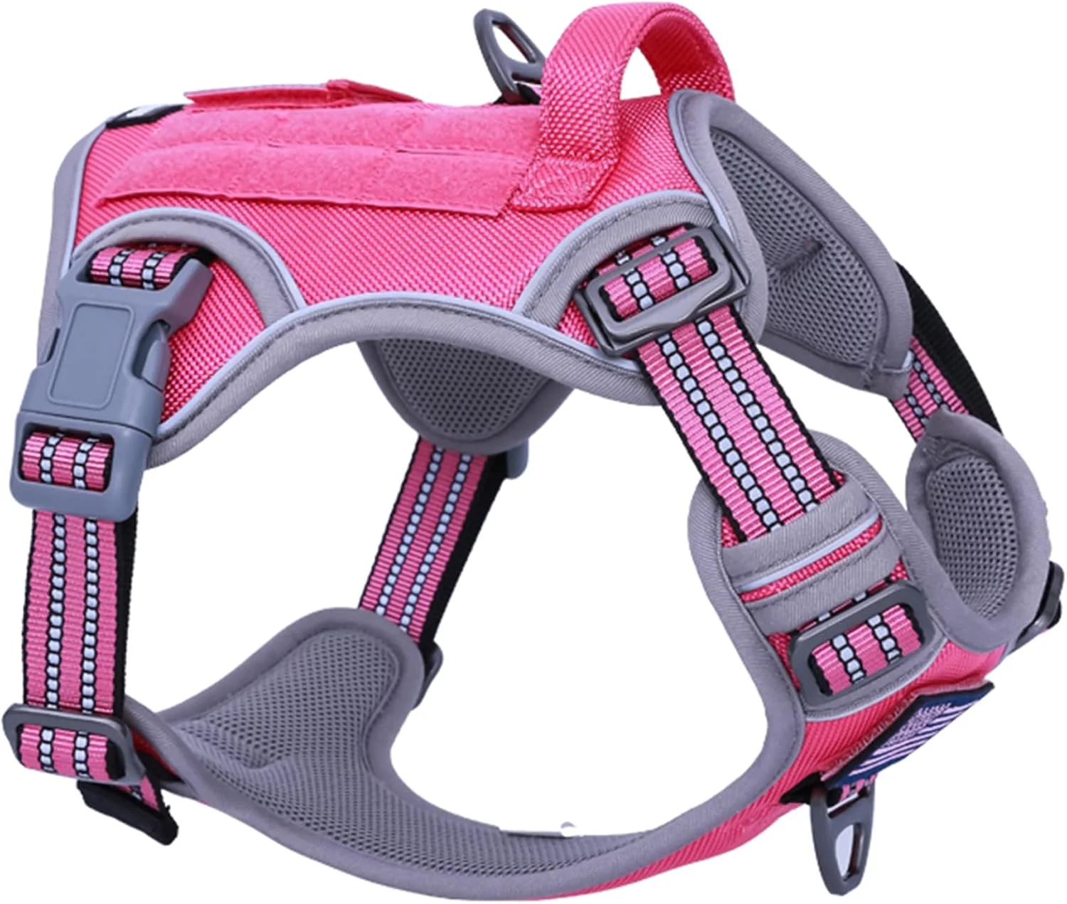 Outstanding BUMBIN Tactical Dog Harness for Small Dogs No Pull Famous TIK Tok No Pull Puppy Harness Fit Smart Reflective Pet Walking Harness for Training Adjustable Dog Vest Harness with Handle Pink S Modern