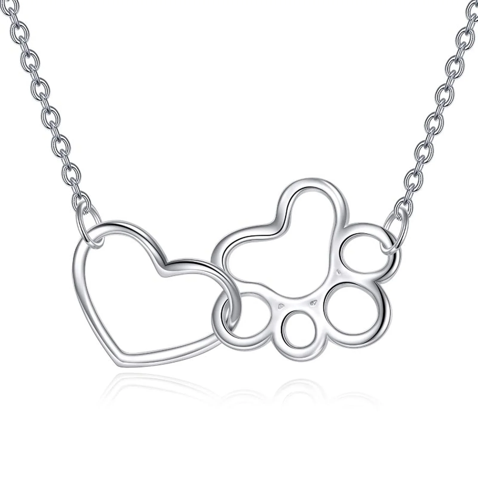 Functional ONEFINITY Paw Print Necklace – Sterling Silver Paw Pendant for Pet Lovers Specialty