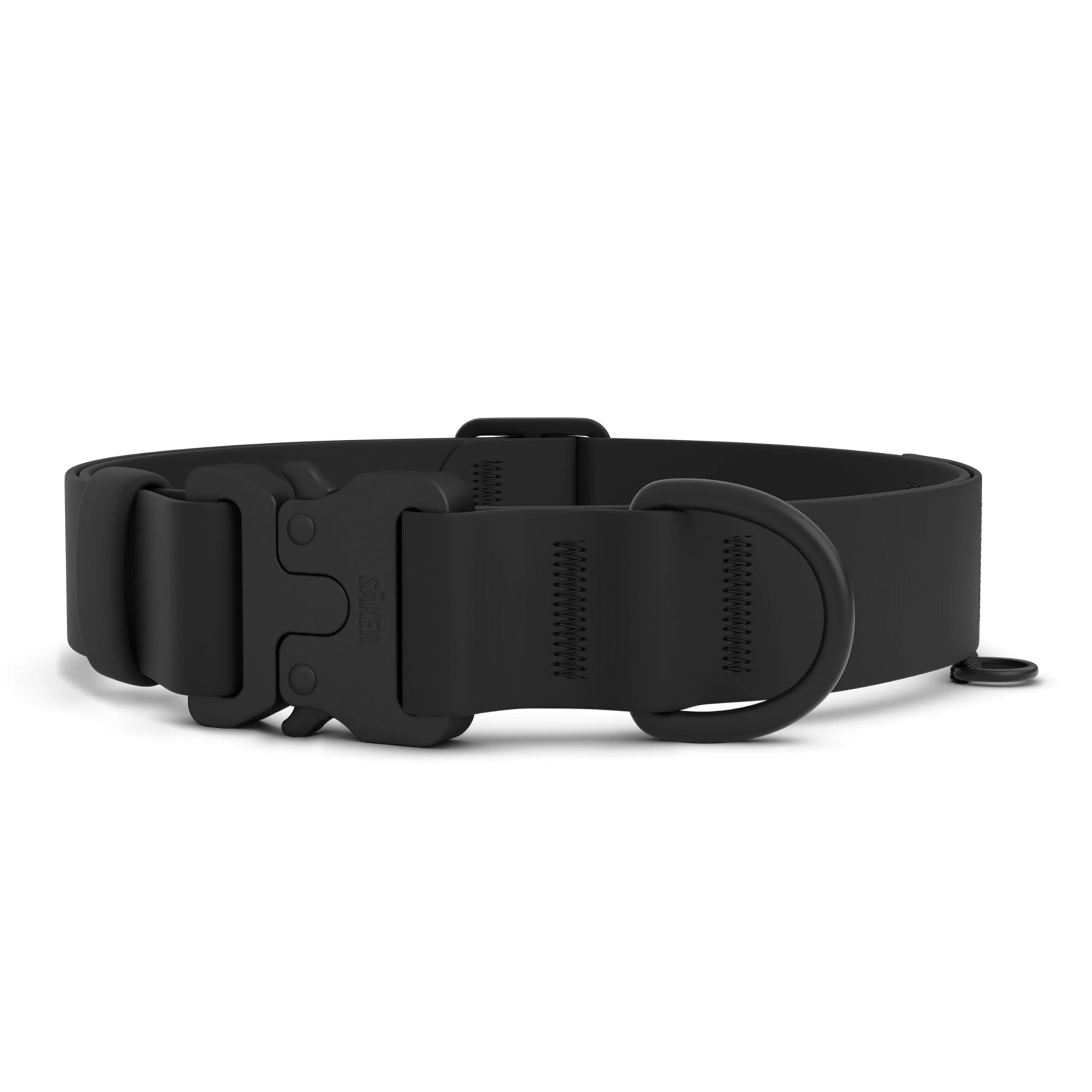 Original Design SÄKER Waterproof Dog Collar for Large Dogs 1-Inch Adjustable Aluminum D-Ring Daisy Chain Quick-Release Buckle Black Smooth