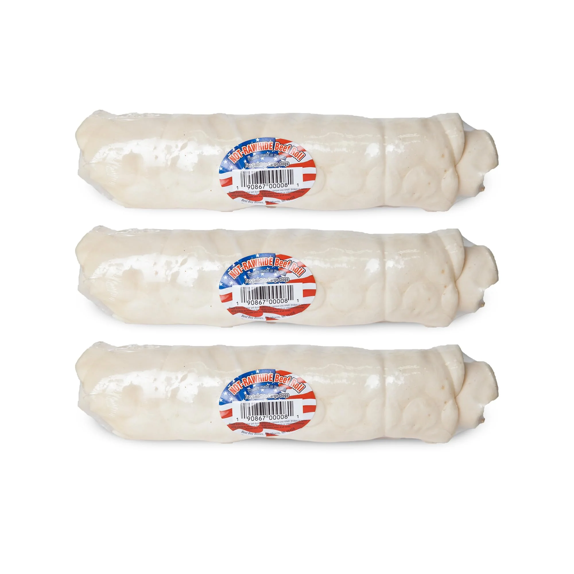 Original Design Nature's Own Pet Chews Not-Rawhide Beef Rolls 8–10 Inch – Gluten- Pack of 3 Traditional