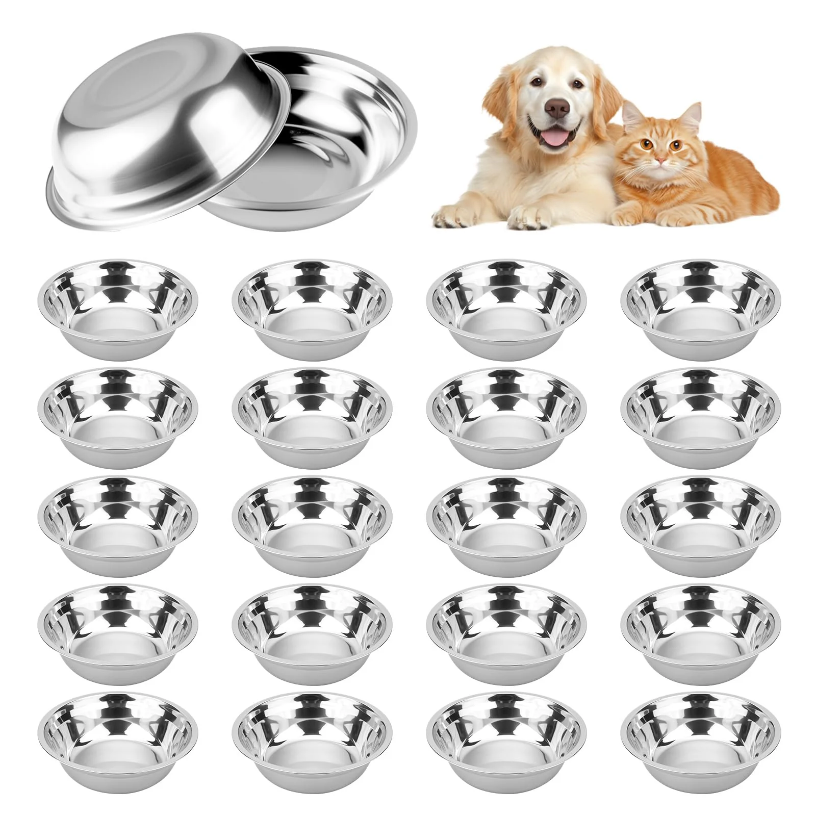 Genuine Aecsze 20-Pack 32oz Stainless Steel Dog Bowls – Thickened Durable Dishwasher Safe for Multi-Pet Homes Stylish