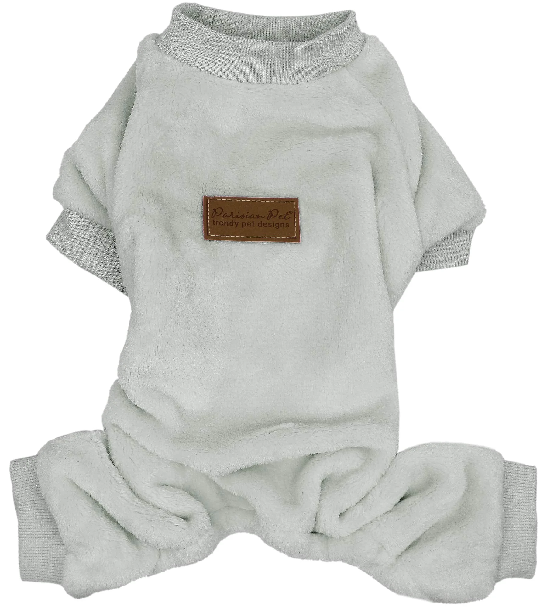 Prestigious Parisian Pet Dog Pajamas – Grey Pjs for Medium Dogs Stretch Velour Machine Washable Versatile