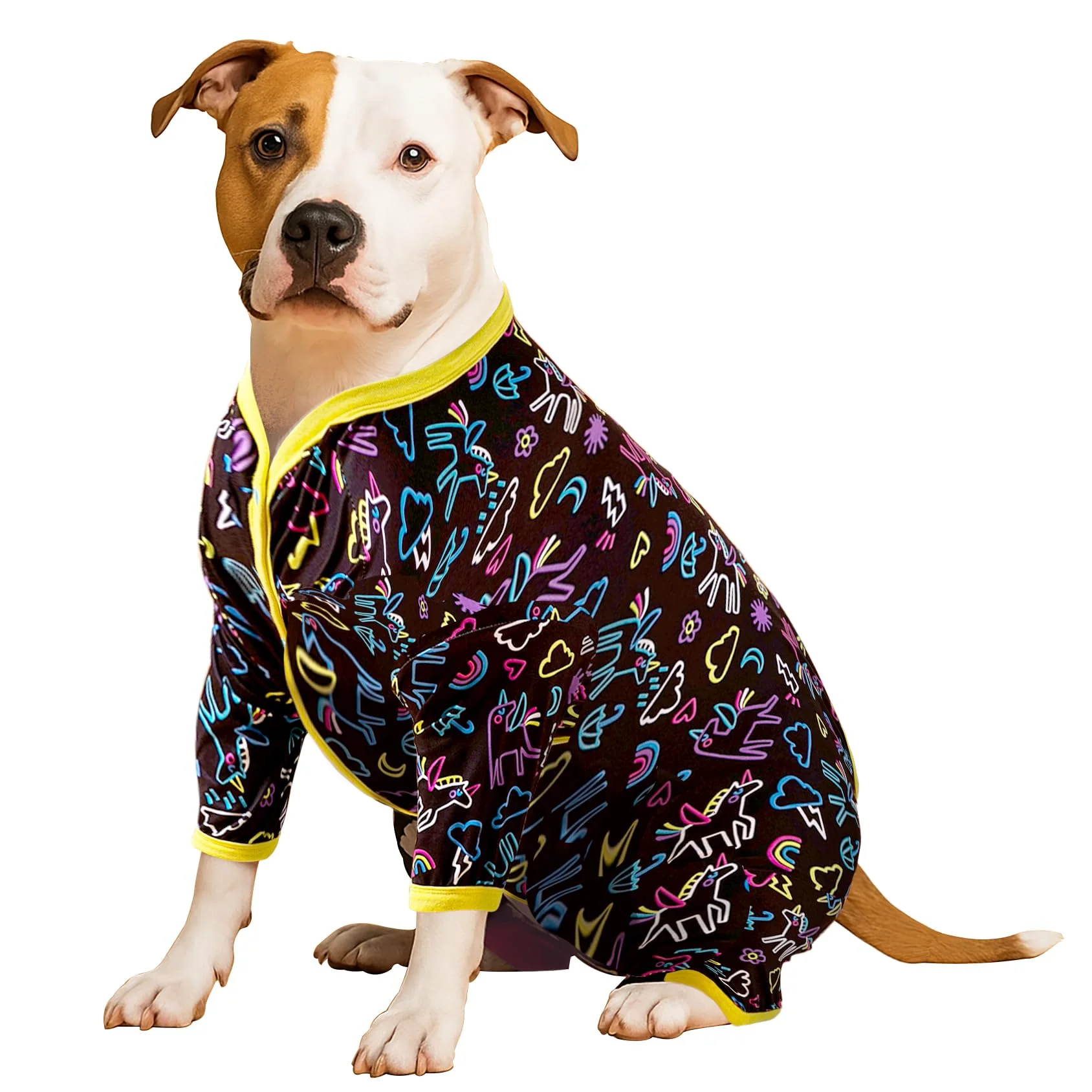 Premium Material LovinPet Large Dog Pajamas - Stretch Knit PJs for Pitbulls Unicorn Blue 2XL Excellent