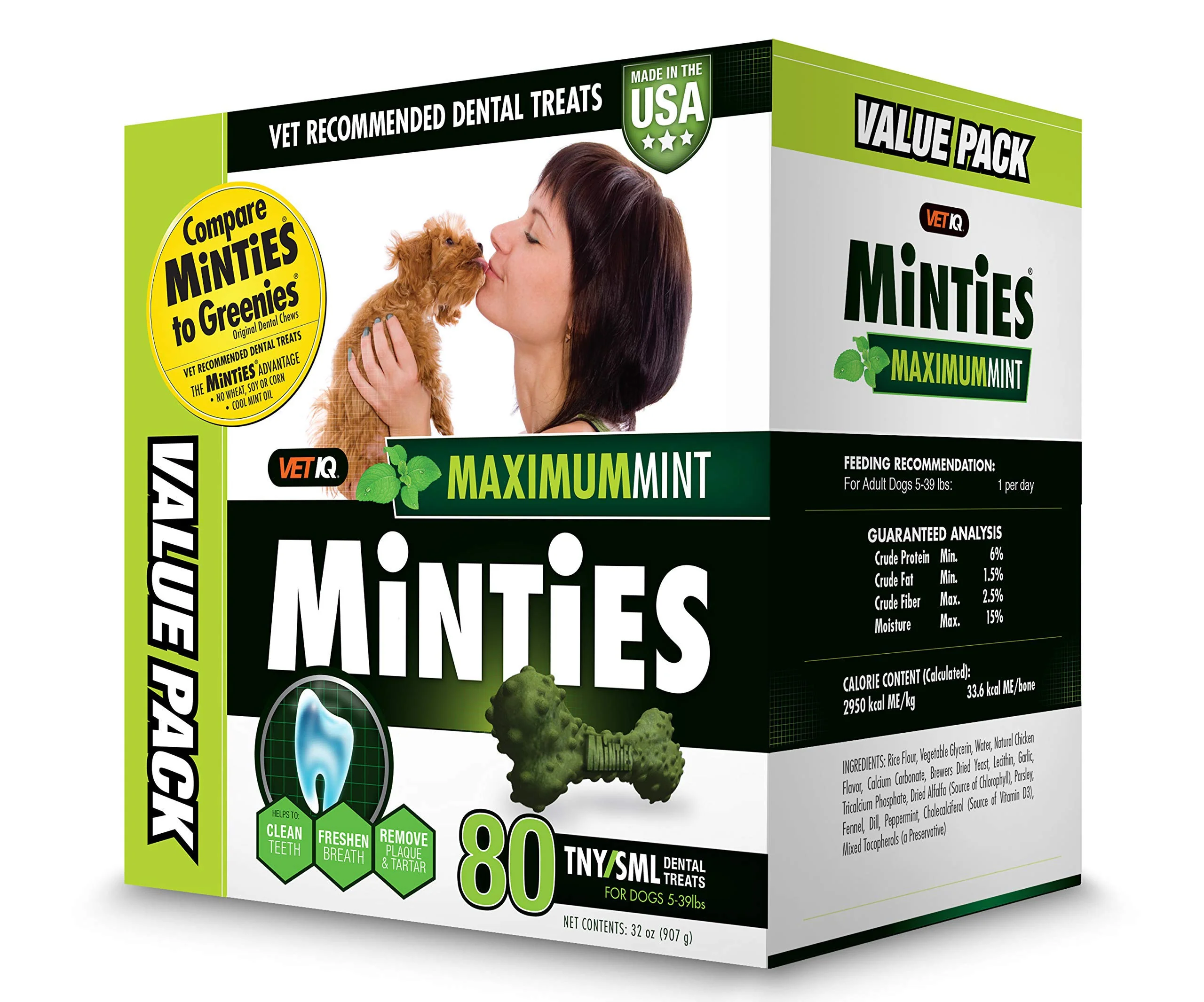 Smart VetIQ Minties Dog Dental Bone Treats for Small Dogs – 80 Count World-Class