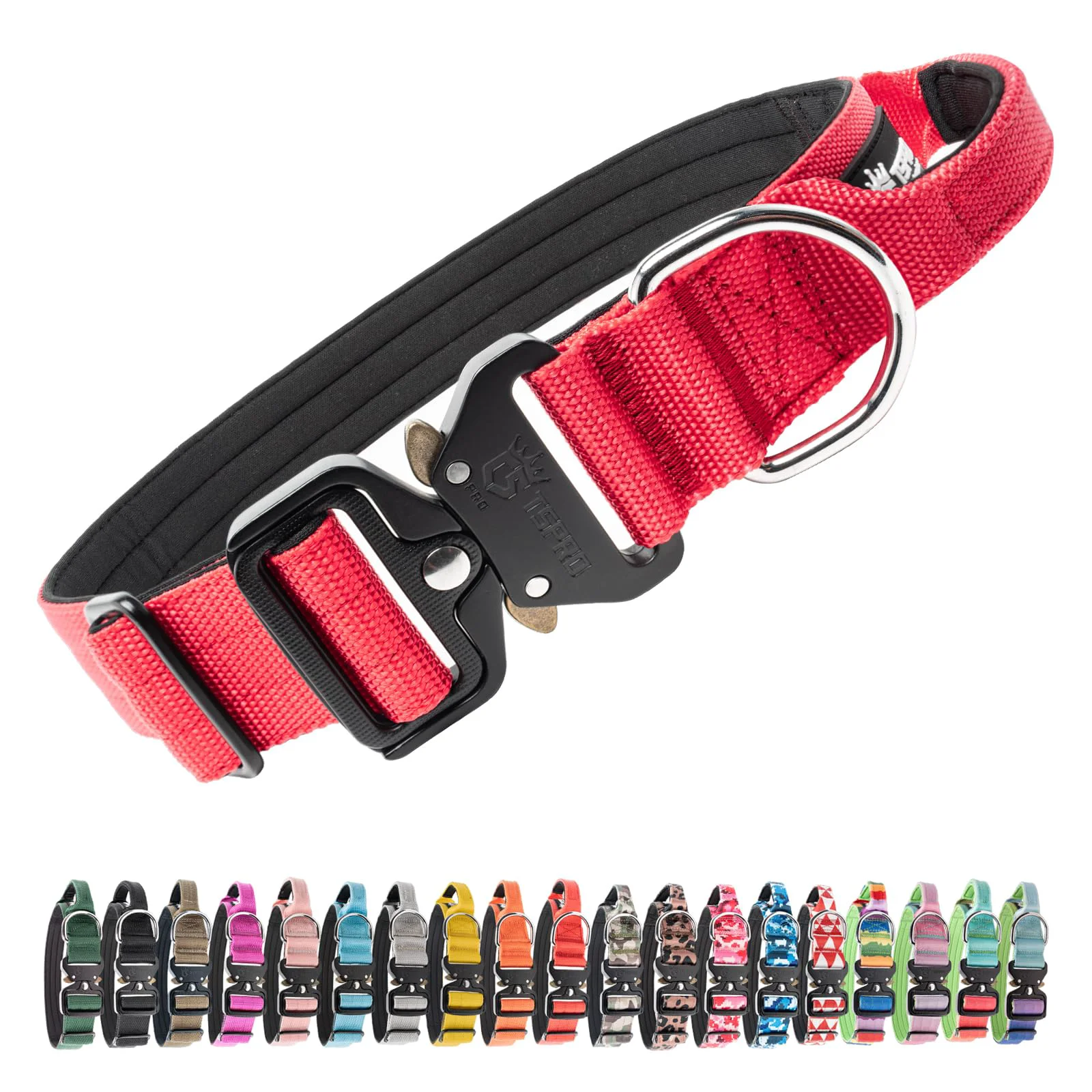 Fashionable TSPRO Premium Tactical Dog Collar with Handle Heavy-Duty Quick-Release Buckle Red Size L Verified