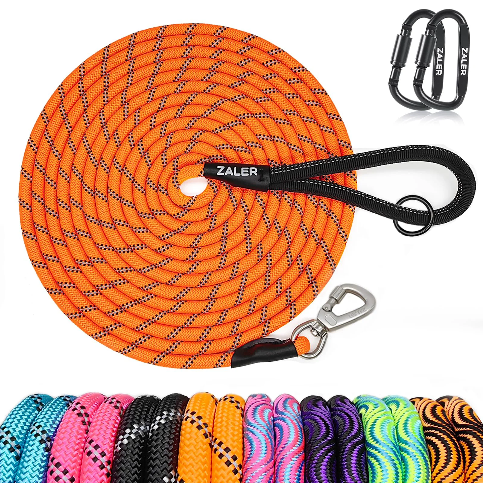 Efficient ZALER Long Dog Leash 50ft Orange – Heavy Duty Reflective Training Lead Detailed