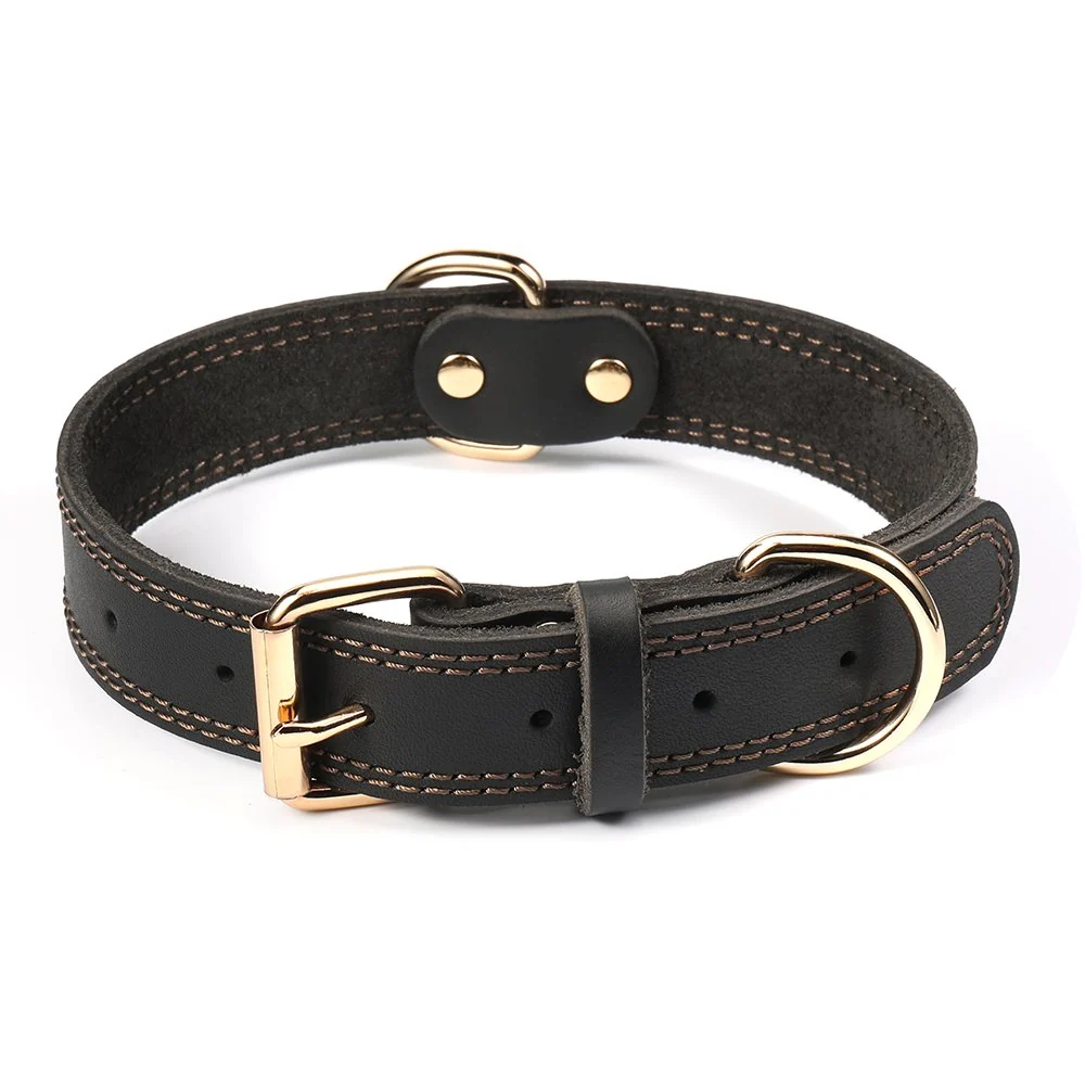 Next-Generation DAIHAQIKO Leather Dog Collar – Heavy Duty 1 Wide M Black Expertly Made