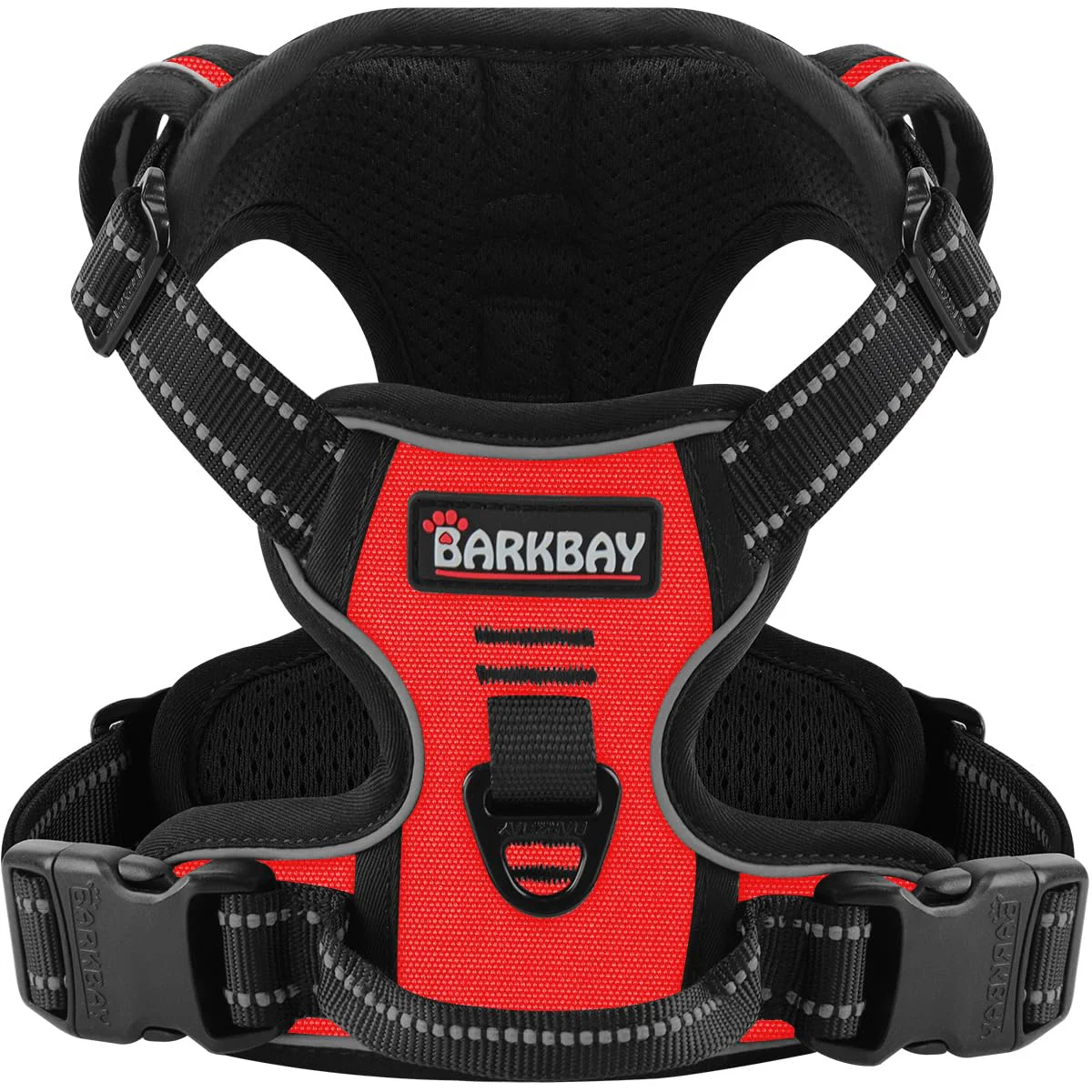 High-Grade BARKBAY No-Pull Harness for Medium Dogs – Adjustable Reflective No-Choke M Red Clean
