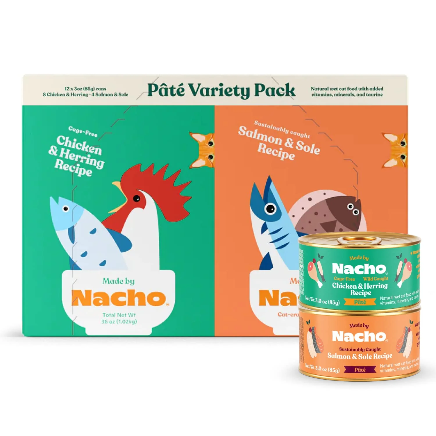 Natural Made by Nacho Pate Wet Cat Food Variety Pack Grain- Bone Broth Infused 12 Pack Efficient
