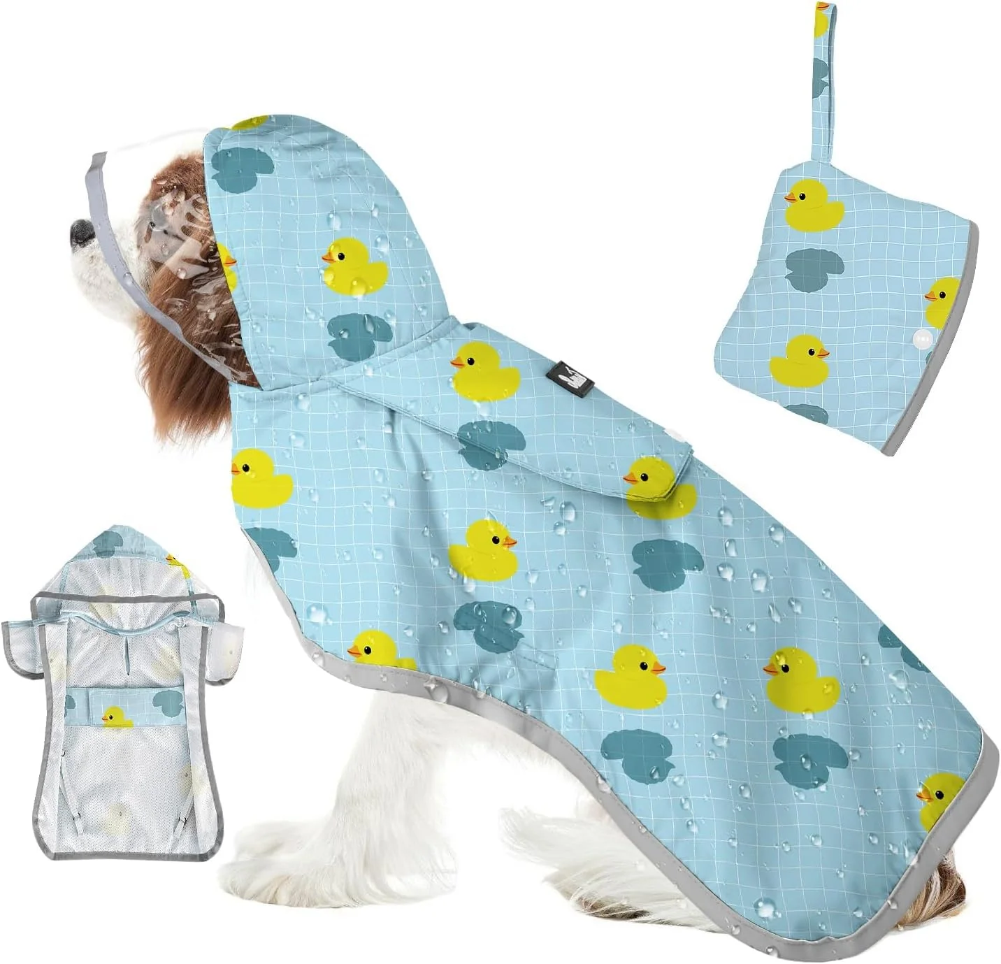 Specialty SlowTon Dog Raincoat with Clear Hood Adjustable Waterproof Poncho for Small to XXXL Dogs Premium