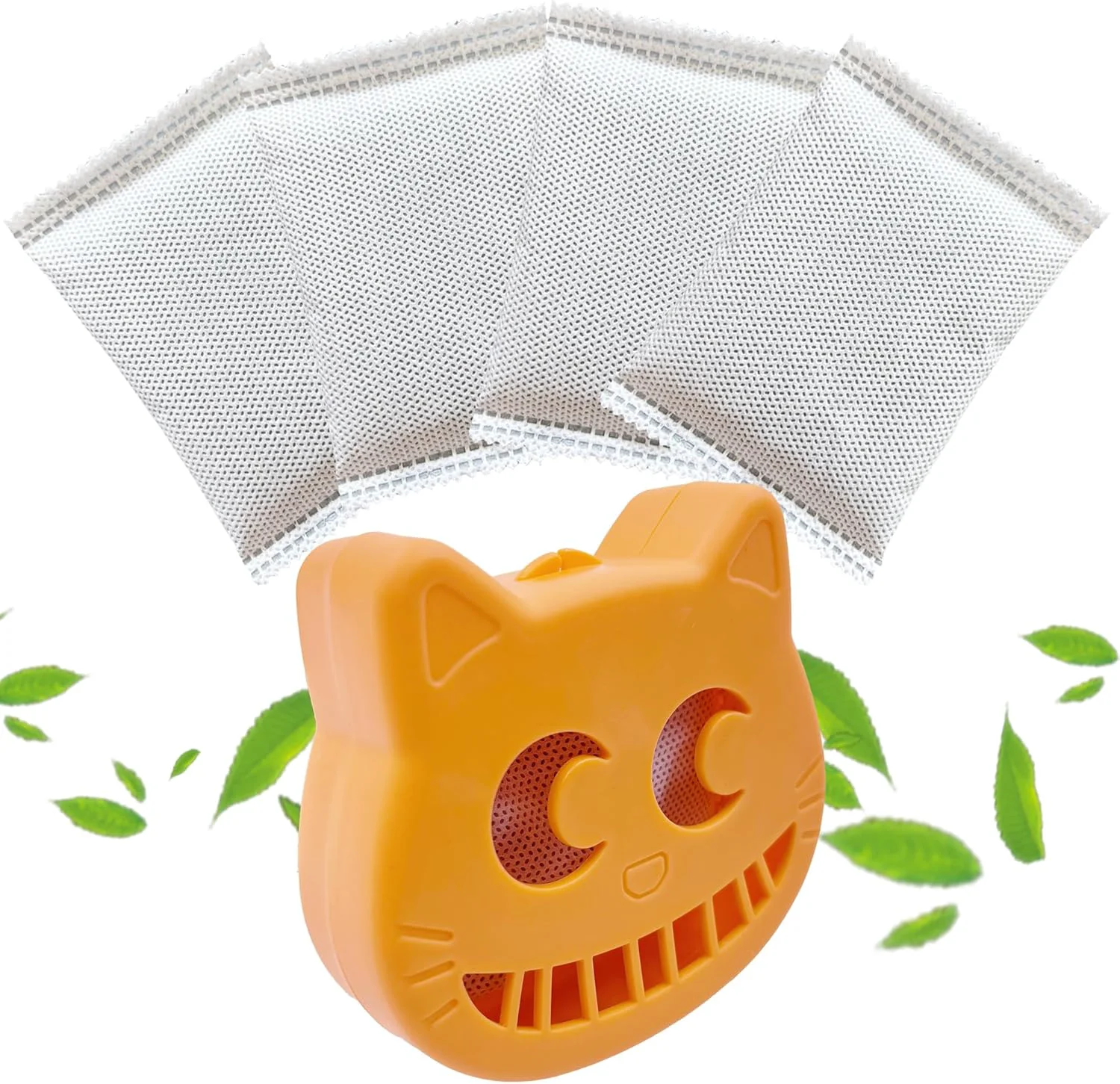 Professional Unscented Cat Litter Box Deodorizer Kit Stick-On Activated Carbon Odor Eliminators Compatible with most manual and automatic litter boxes 4 Refills 1 Box Orange Unscented High-Quality