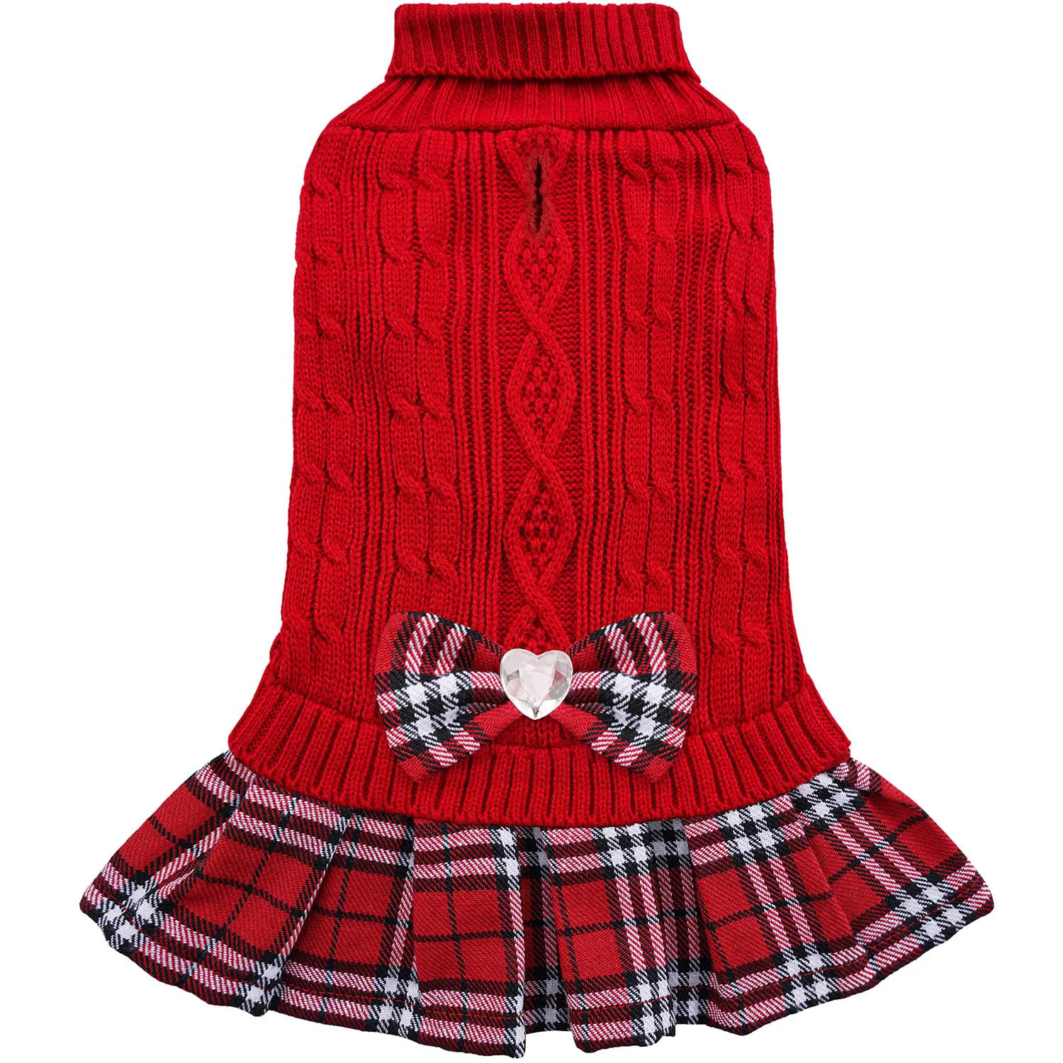 Enhanced YUDODO Dog Sweater Dress for Small Dogs with Bowtie – Winter Warm Knitwear Leash Hole Red M Outstanding