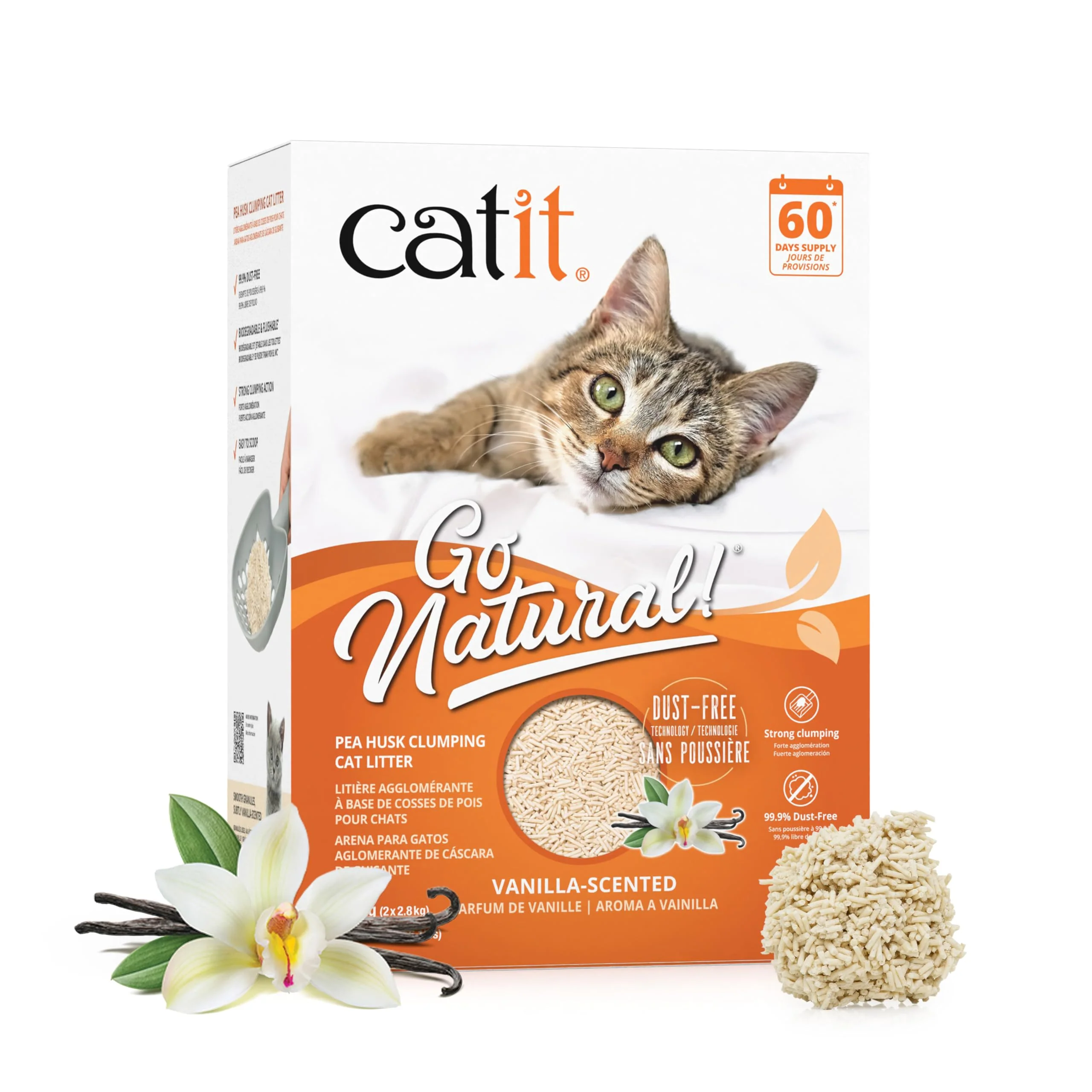 Expertly Made Catit Go Natural Pea Husk Clumping Cat Litter – Lightweight Dust- Vanilla Scented 12.3 Lbs Reliable