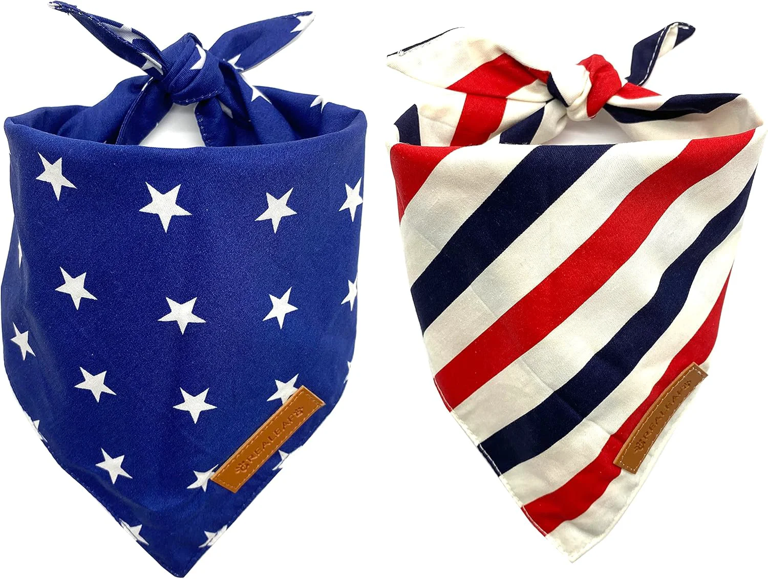 Functional eaf 4th of July Dog Bandanas 2 Pack Reversible American Flag Pet Scarf for Boy and Girl Premium Durable Fabric Patriotic Bandana for Medium and Large Dogs Large Top-Quality