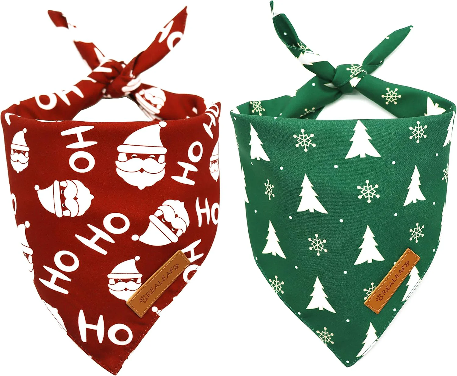 Excellent eaf Christmas Dog Bandanas 2 Pack Christmas Tree and Santa Claus Dog Scarf for Boy and Girl Premium Durable Fabric Holiday Bandana for Small Medium Large and Extra Large Dogs X-Large Premium Material