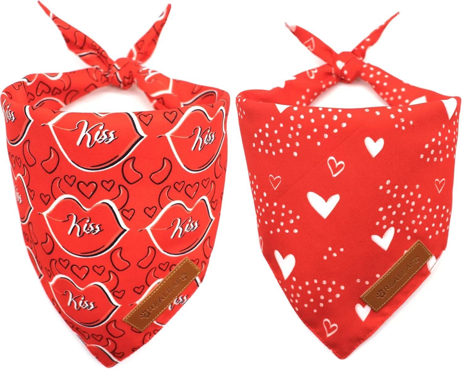 Selected eaf Valentine's Day Dog Bandanas 2 Pack Reversible Heart Dog Scarf for Boy and Girl Premium Durable Fabric Holiday Love Bandana for Small and Medium Dogs Cats Pets Small Expertly Made