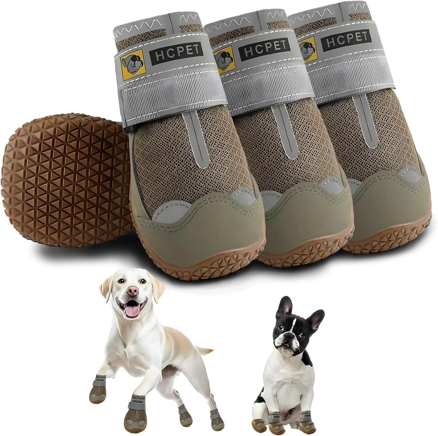 Effective Hcpet Dog Shoes for Large Dogs Breathable Dog Booties for Small Medium Dogs Anti-Slip Dog Boots Paw Protectors for Hot Pavement Winter Snow Hiking with Reflective Straps Army Green Size 6 Fashionable