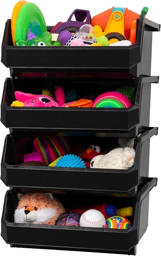Next-Generation Plastic Containers for Organizing and Storage Bins for Closet Kitchen Office Garage or Pantry Organization Stackable Bins Extra Large 14.8 x 16.5 x 7 4-Pack BlackAbout ThisOverview Premium