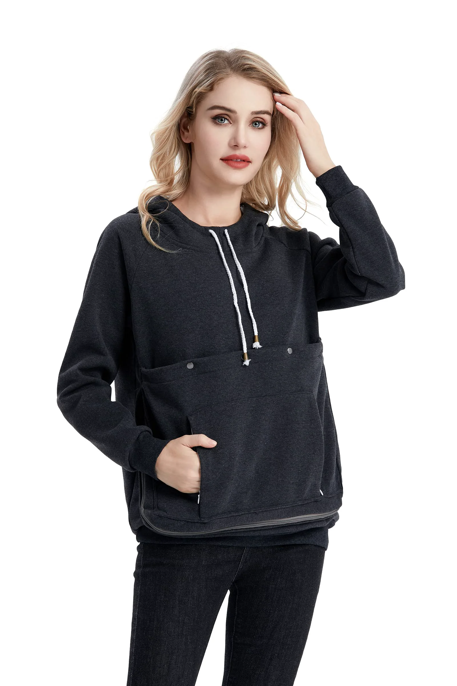 High-Quality ALYC Cat Dog Carrier Hoodie – Big Pet Pouch Sweatshirt Unisex Dark Grey XL Premium