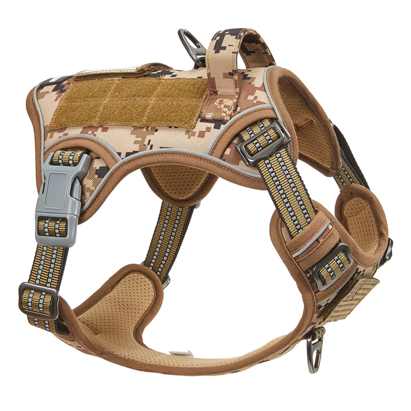 Original Design BUMBIN Tactical Dog Harness for Medium Dogs – No-Pull Desert Camo Size M Adjustable with Handle Fine Crafted