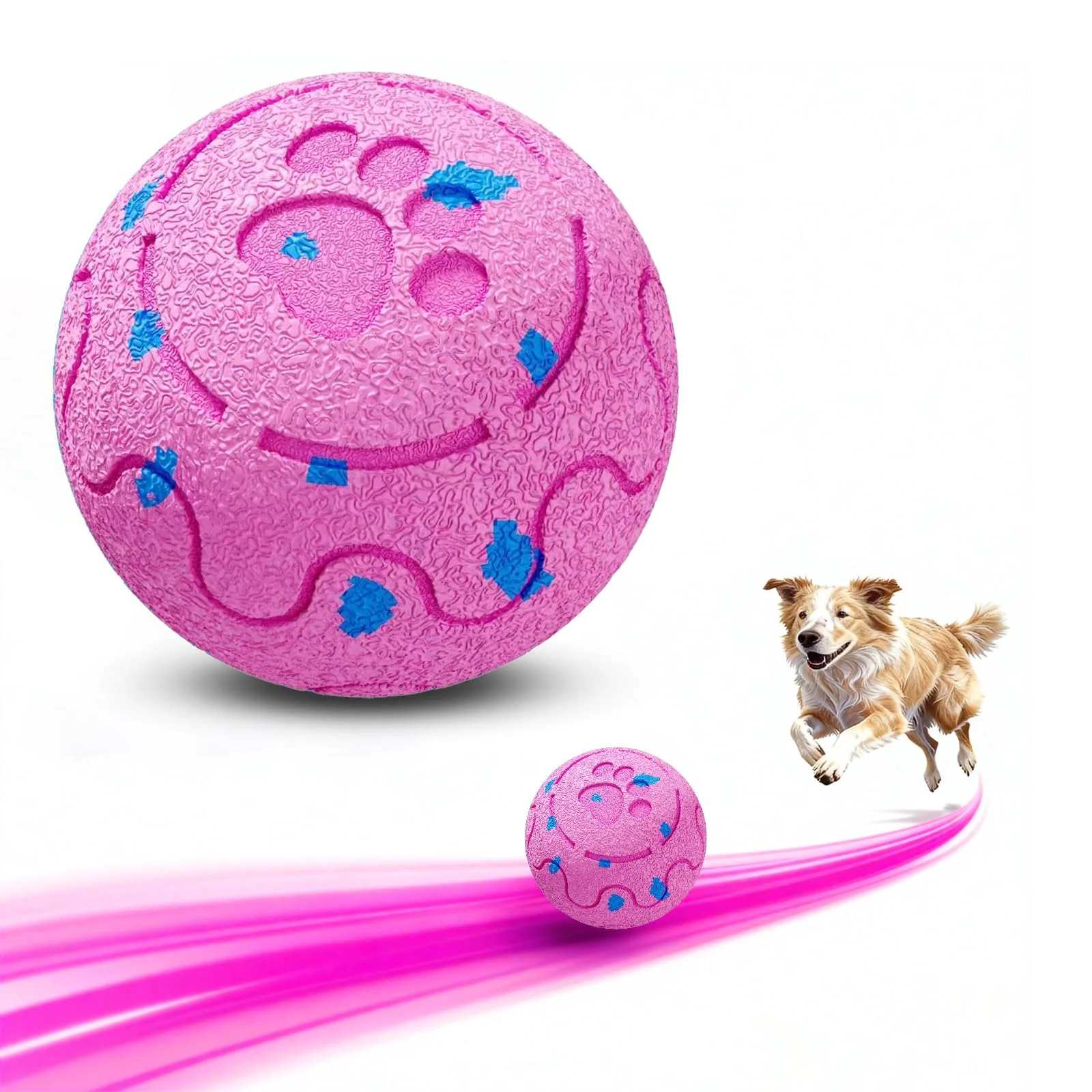 Solid Morhandisn Dog Ball - Interactive Auto-Rolling Toy for Dogs IP54 Waterproof E-TPU Pink Breathable
