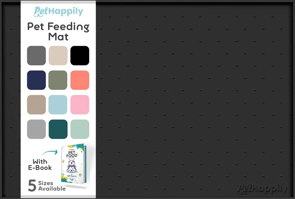Responsible PETHAPPILY Dog Food Mat 28x18 – Waterproof Non-Slip Raised Edges for Spill Protection Organic