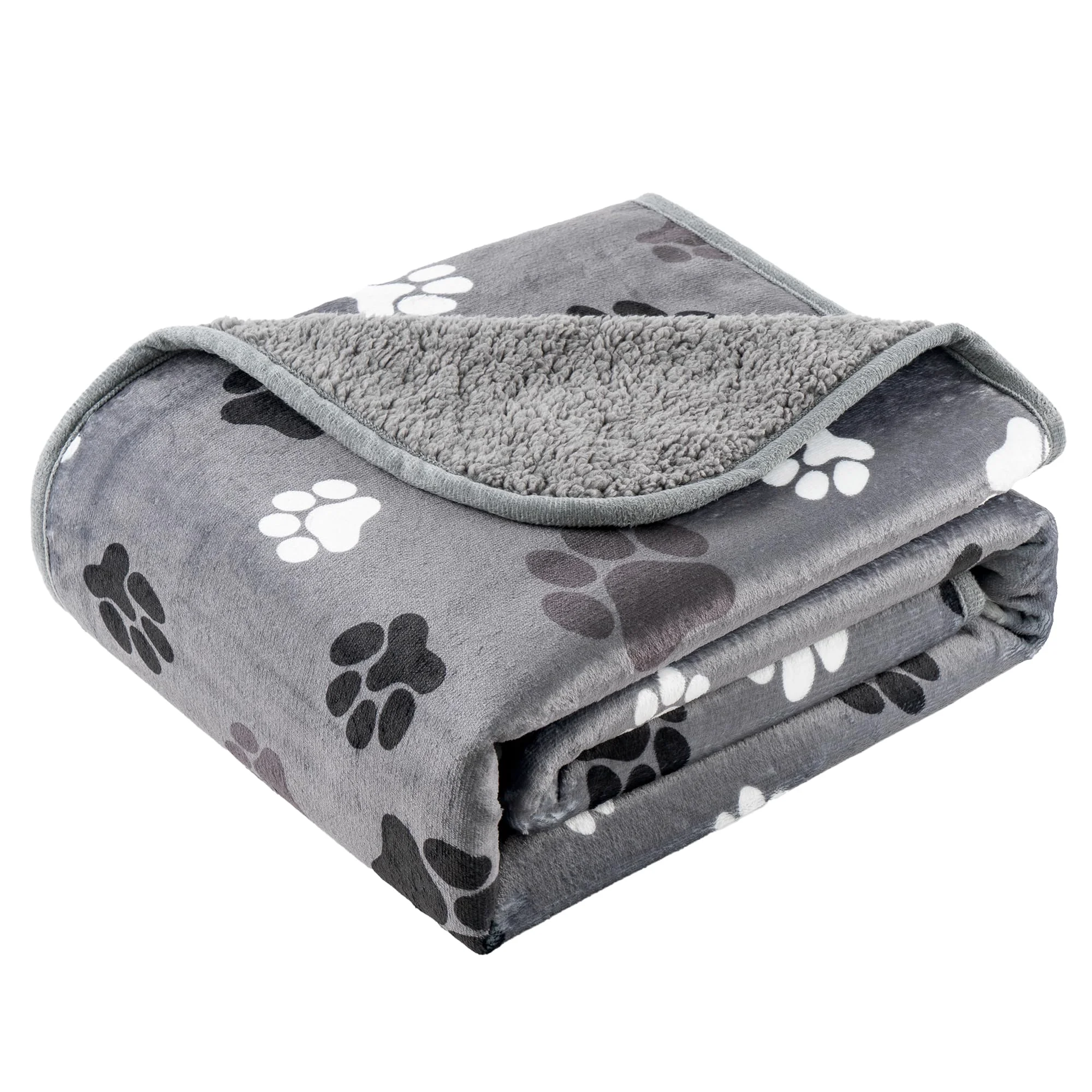 Enhanced CAPT.SNOOZE Waterproof Dog Blanket for Large Dogs – Reversible Sherpa Fleece Sofa Car Protector Dark Grey-Paws 50x60 Optimized