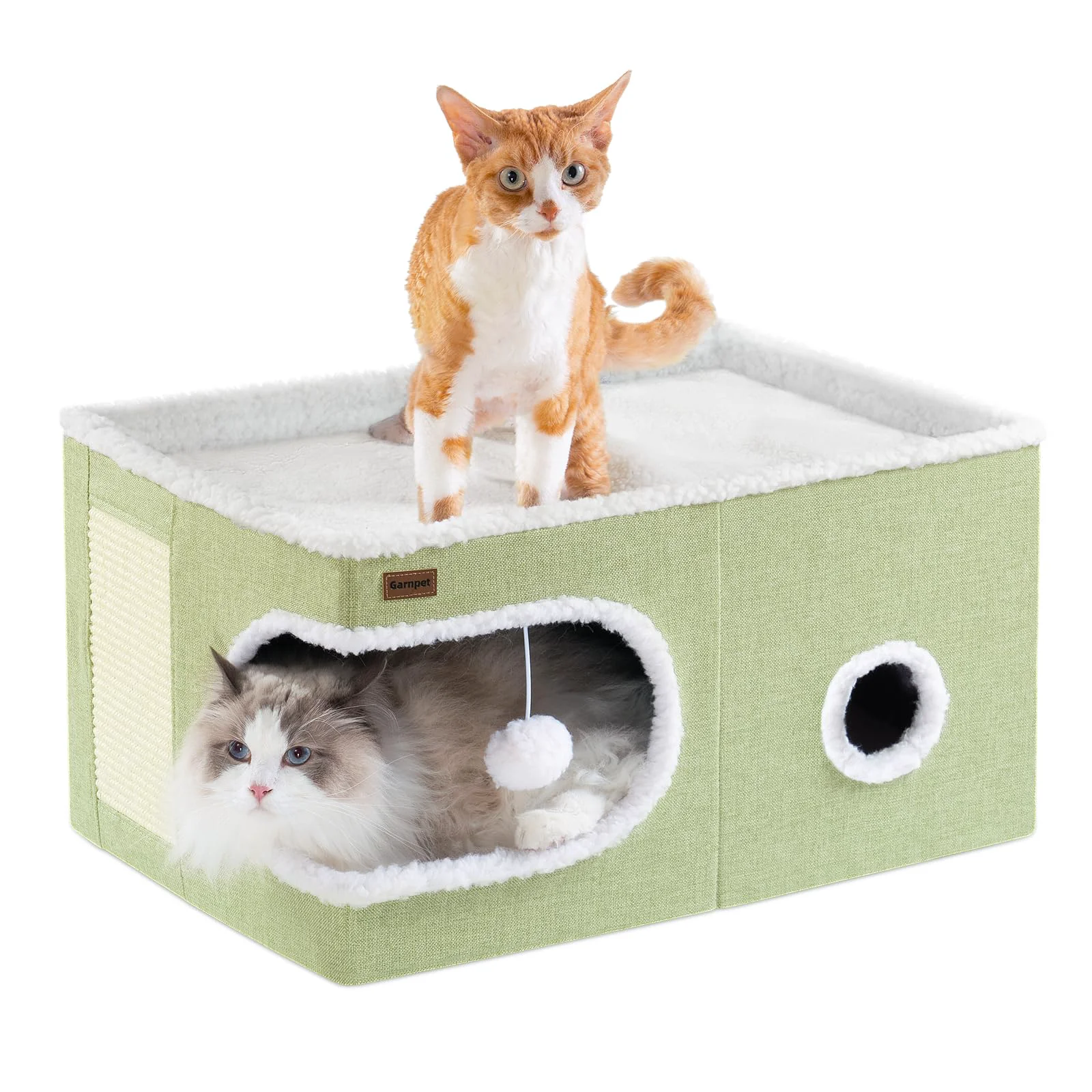 Selected Garnpet Cat Bed for Indoor Cats — Cube House Hideaway Tent Scratch Pad Large Green High-End