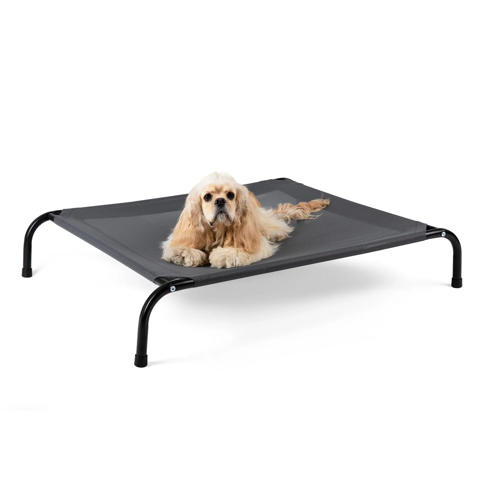 Reusable SIEMOUR Cooling d Dog Bed – Raised Indoor Outdoor Cot with Breathable Mesh Non-Slip Feet 34 x 22 x 8 in Grey Elite