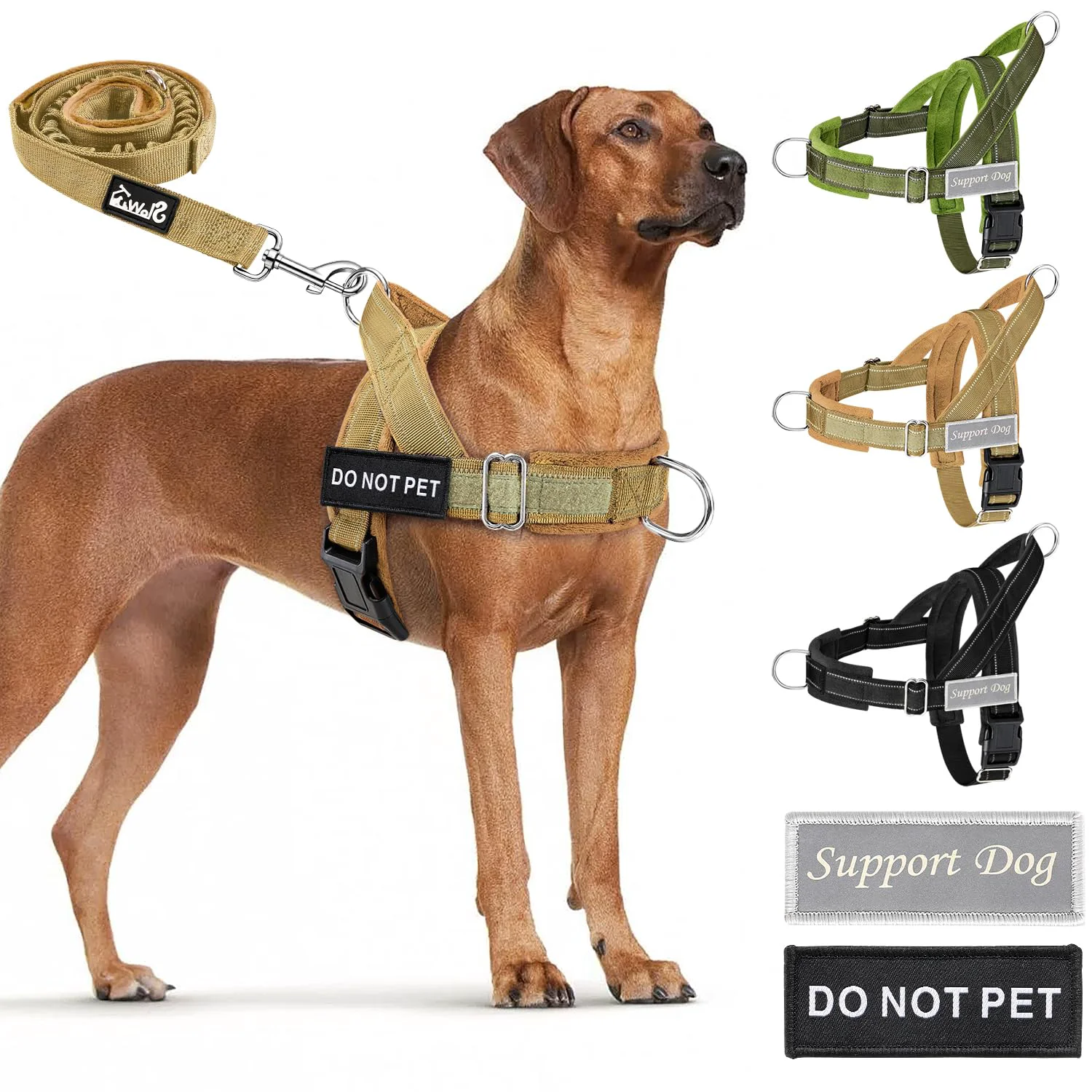 Detailed SlowTon No-Pull Dog Harness — Heavy-Duty Reflective Front Clip Harness with Dual Handles for Medium Large Dogs Y XL Verified