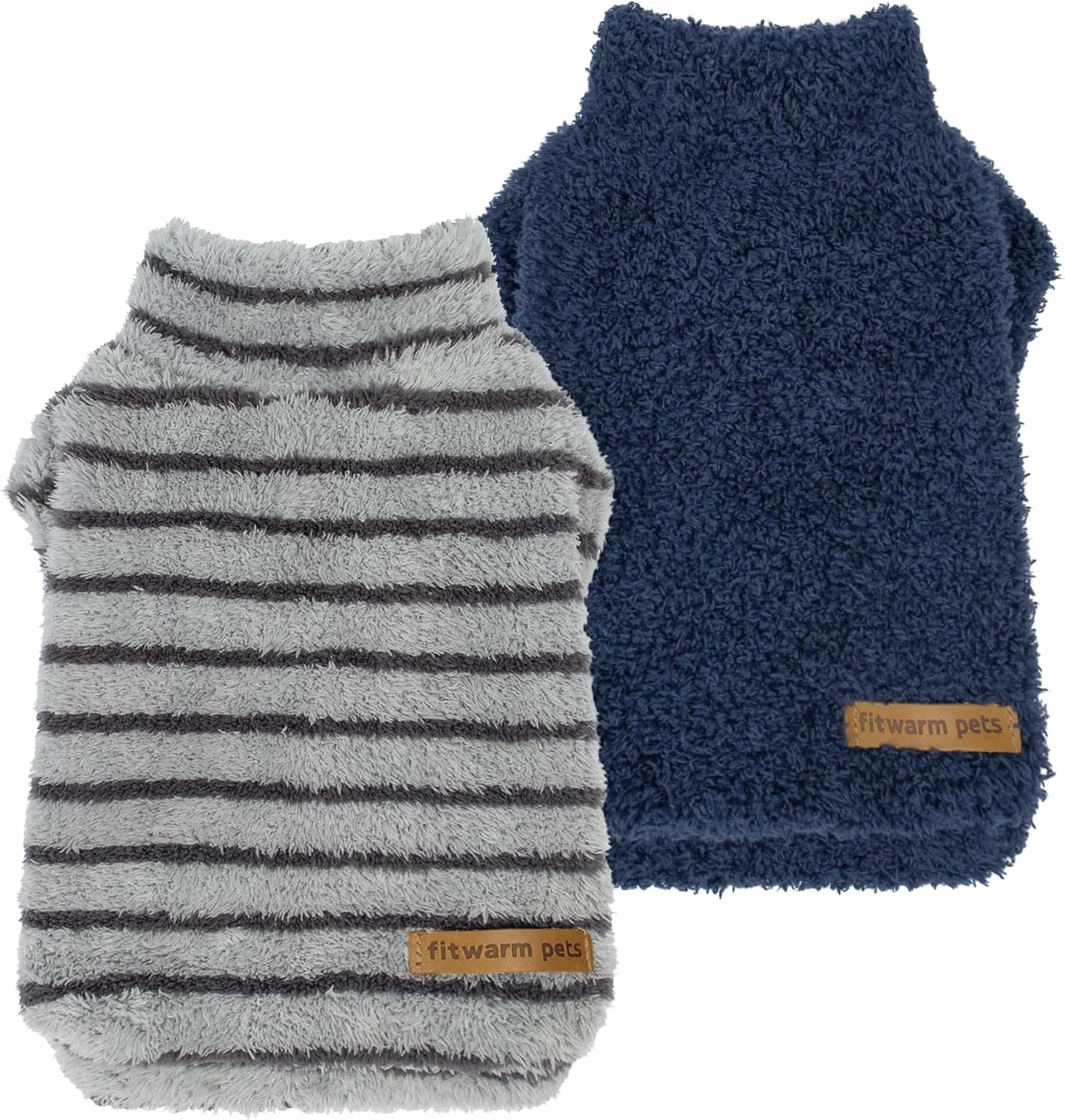 Soft Fitwarm 2 Pack Striped Fleece Dog Sweater Warm Winter Dog Clothes for Small Dogs Boy Girl Fuzzy Pet Outfit Doggy Pullover Jumper Grey Navy Medium Elegant
