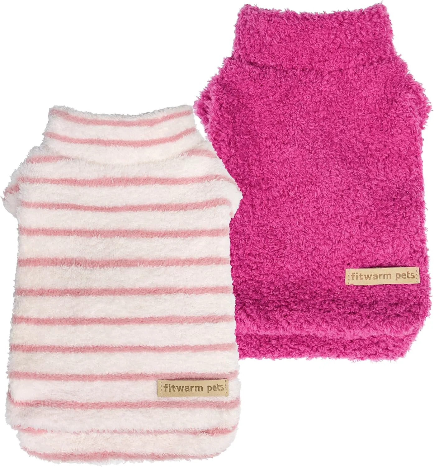 Original Design Fitwarm 2 Pack Striped Fleece Dog Sweater Warm Winter Dog Clothes for Small Dogs Girl Fuzzy Turtleneck Pet Outfit Doggy Pullover Jumper Rose Pink White Light Pink XXL Innovative