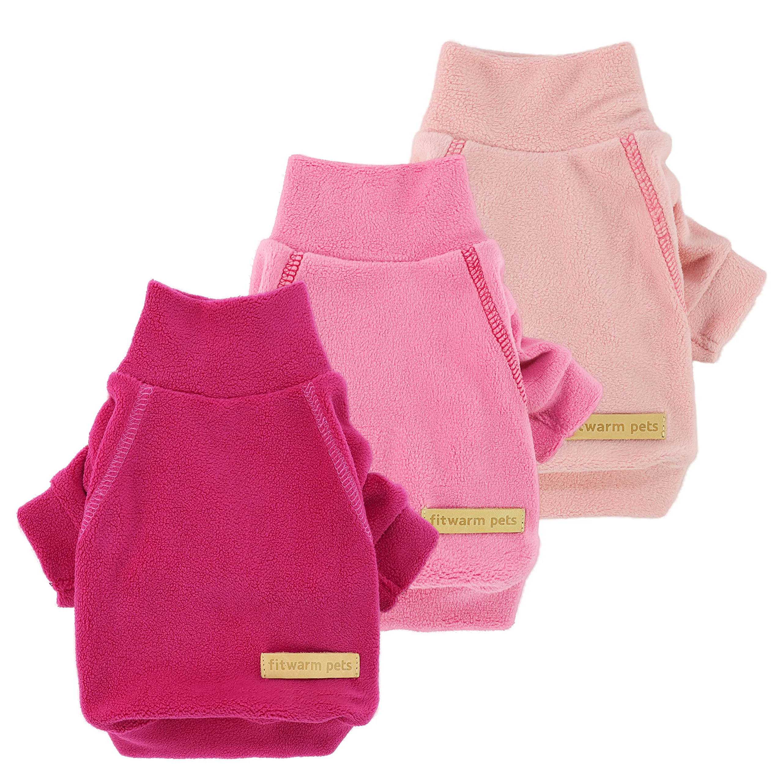 Durable Fitwarm 3 Pack Classic Fleece Dog Sweater – Small Dogs Cats in Pink High-End