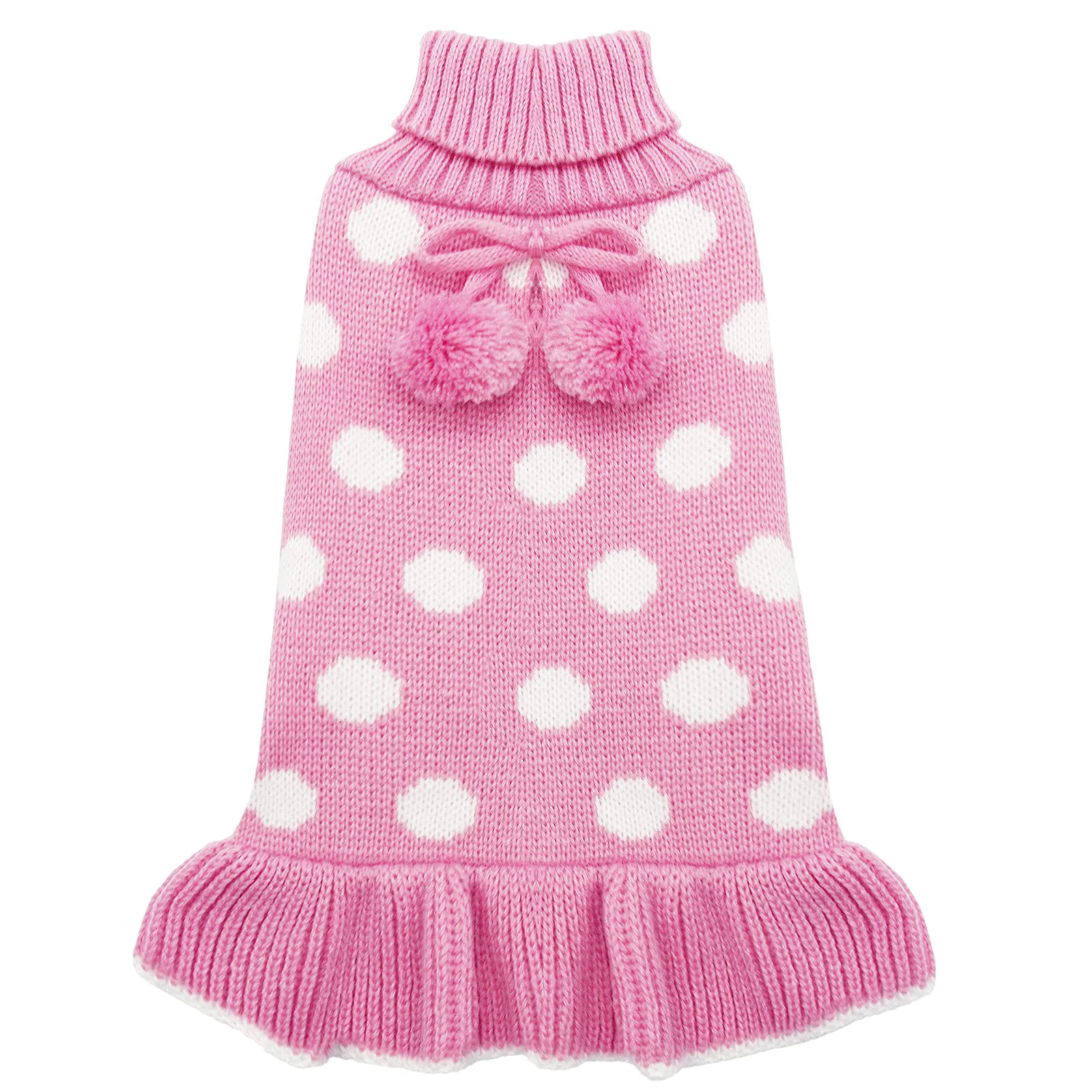Environmentally Friendly KYEESE Pink Polka Dot Dog Sweater with Leash Hole — Small Dogs Versatile
