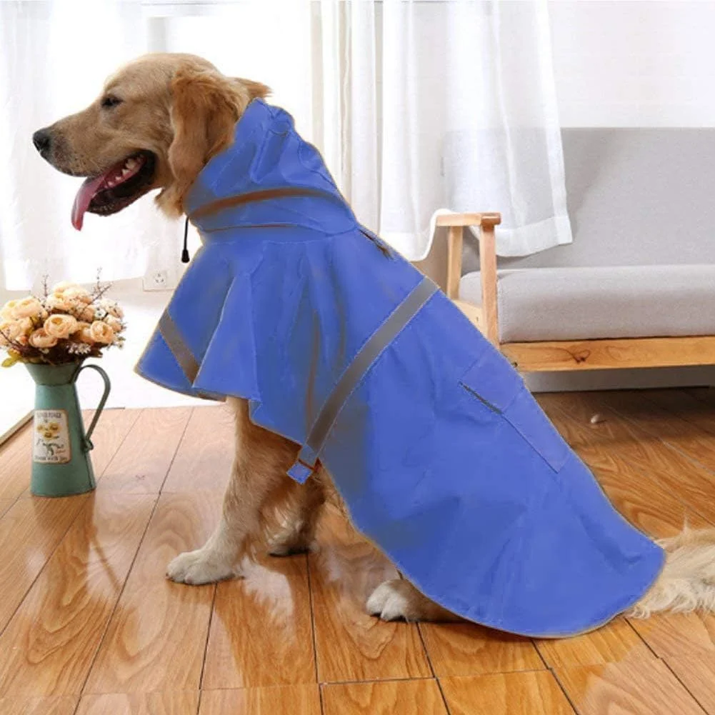 Minimalist NACOCO Large Dog Raincoat XXXL – Waterproof Reflective Adjustable Belly Strap Blue Prestigious