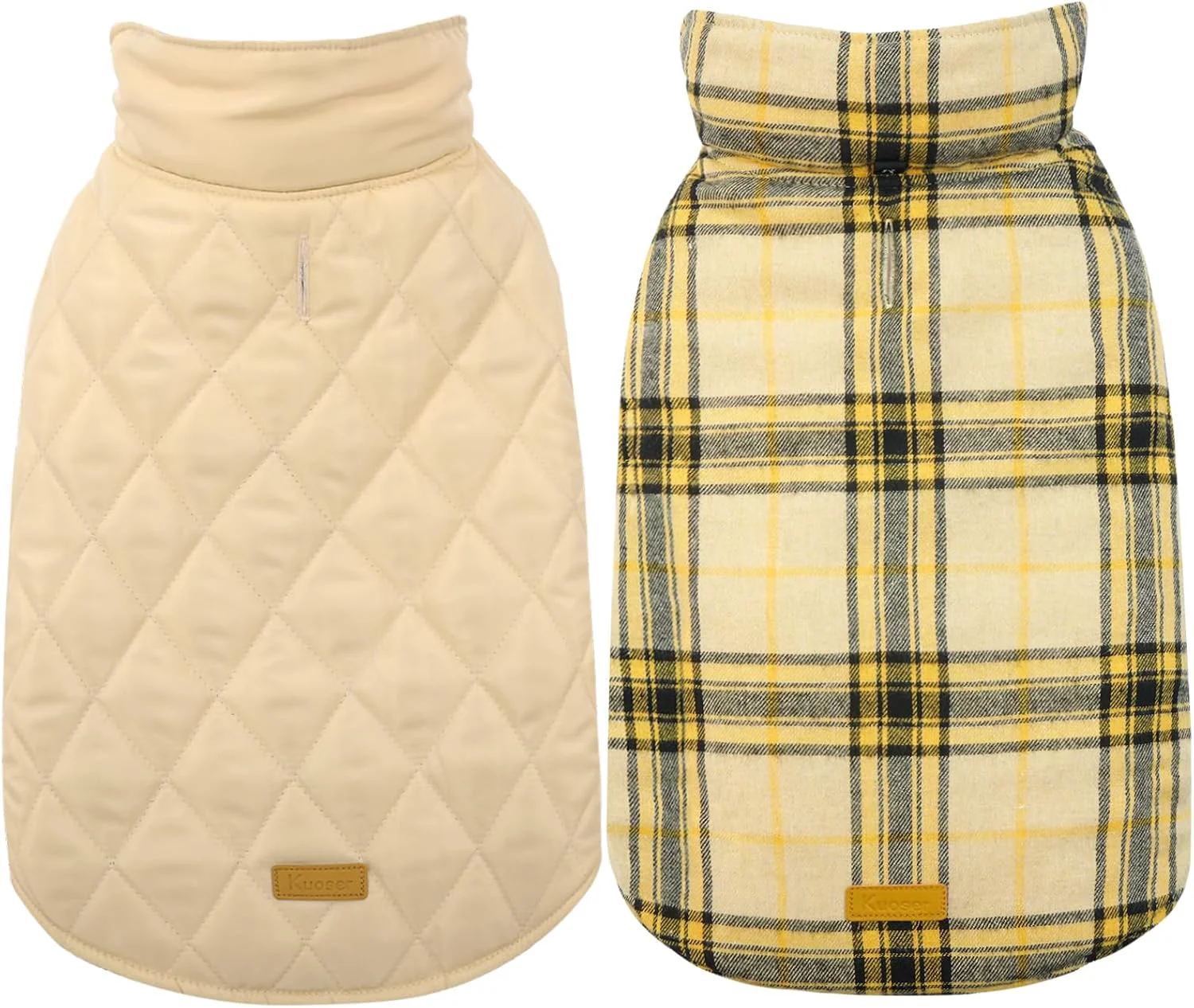 Original Design Kuoser Waterproof Dog Coat Reversible Dog Jacket for Large Dogs Adjustable Durable Doggie Winter Coat for Groowing Puppies Warm Puppy Cold Weather Apparel Yellow L Premium