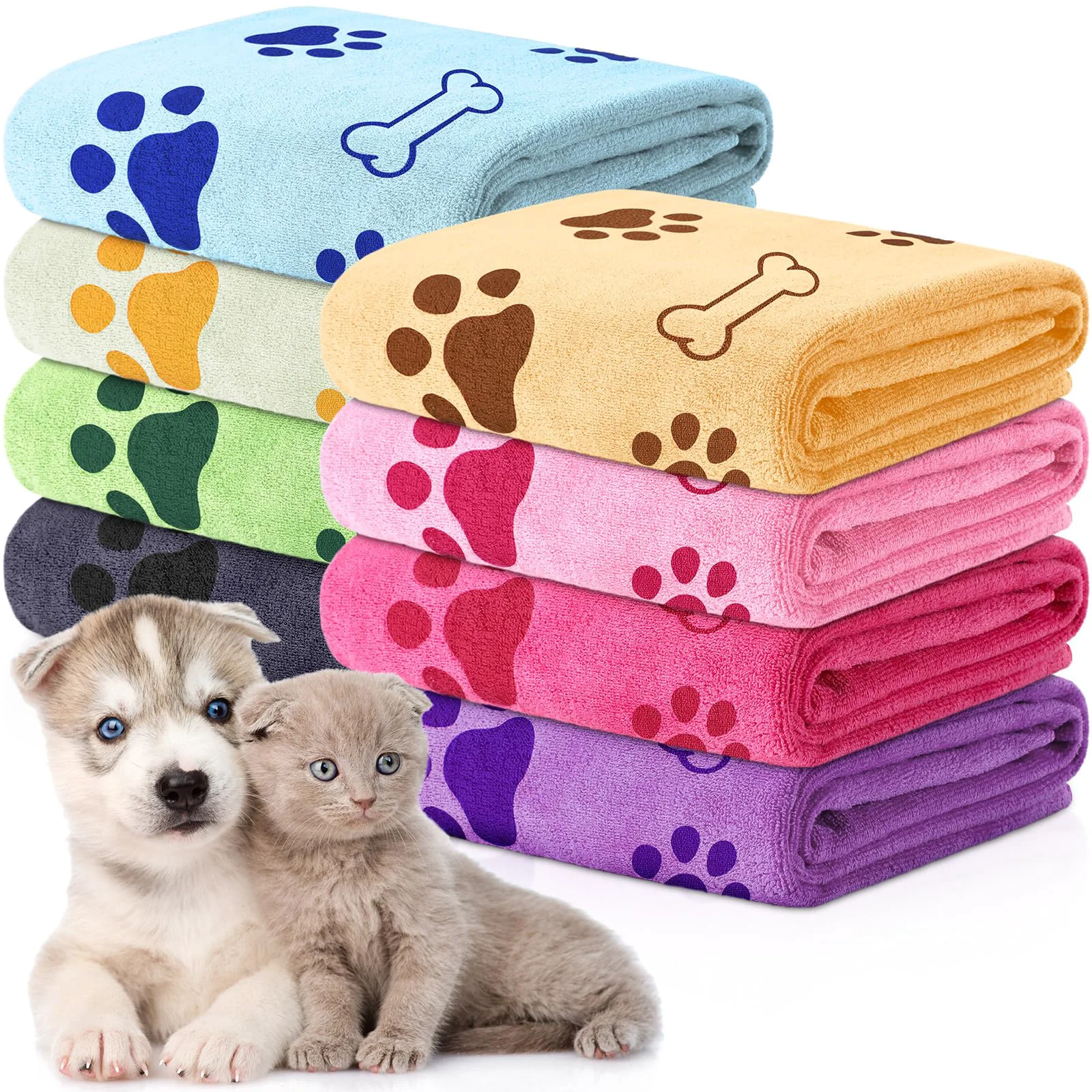 High-End Chumia 8 Pcs Dog Towels – Quick-Dry Microfiber 18x28 in Enhanced