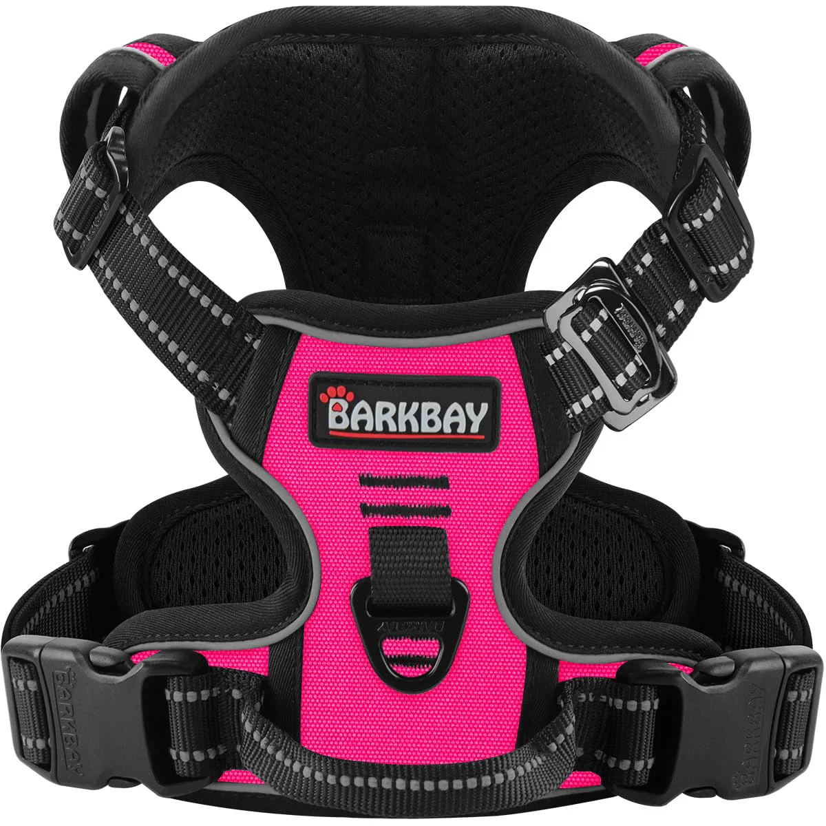 Trusted BARKBAY No-Pull Dog Harness - 3 Buckles Large Pink Reflective Adjustable Sustainable