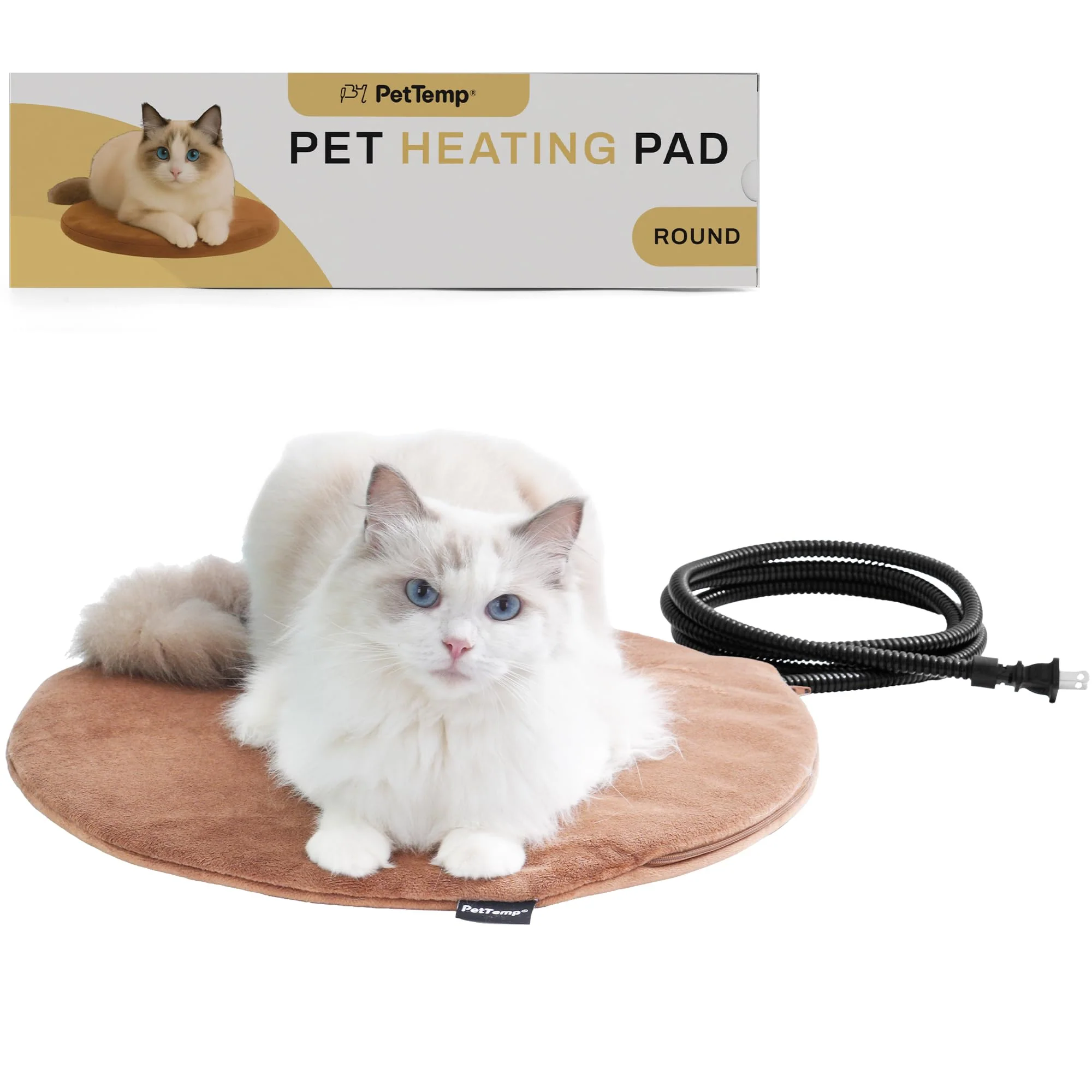 Traditional PetTemp Heated Pet Pad for Dogs Cats – Waterproof Auto Temp 100–104°F Chew-Resistant Cord Secure